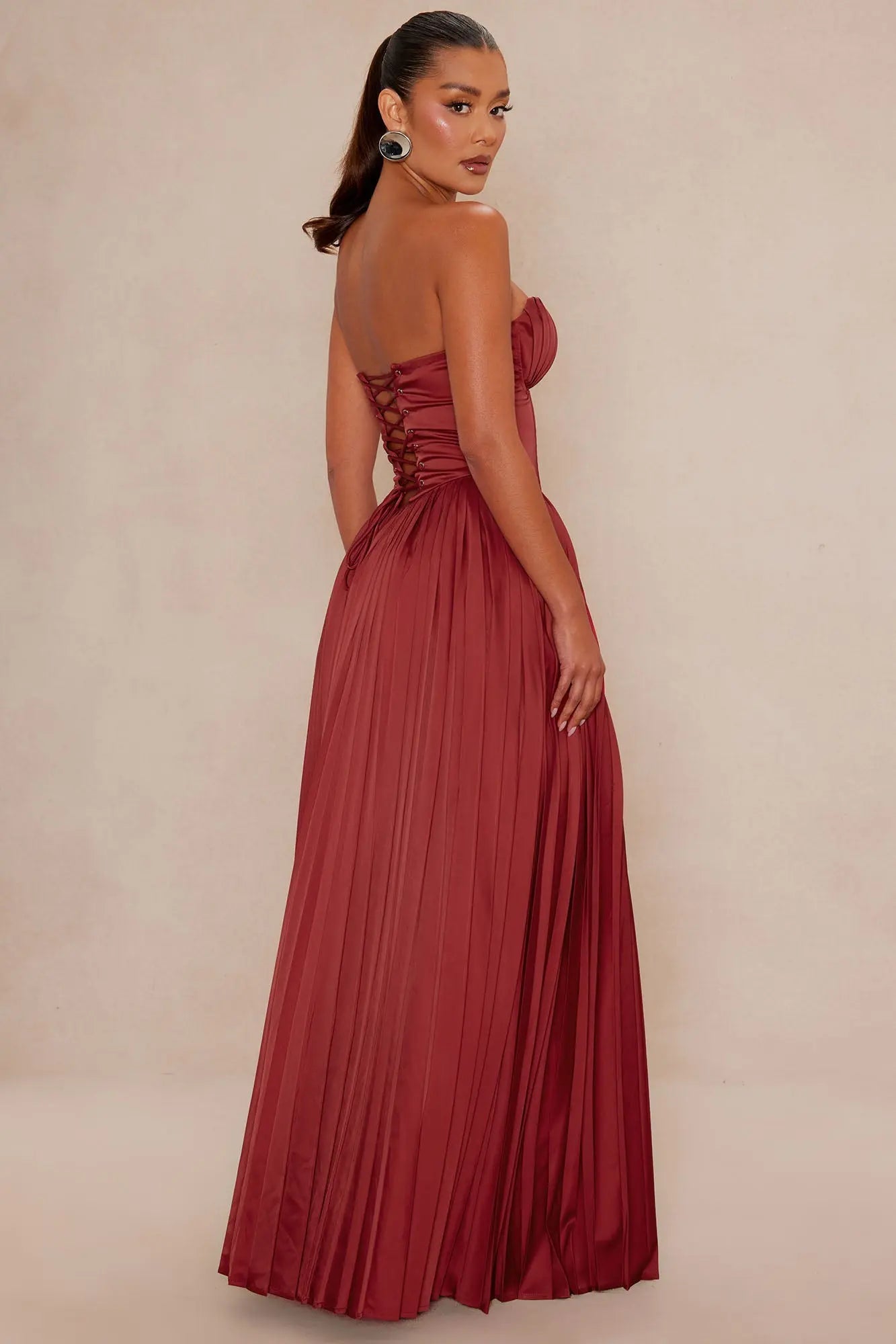 Addison Satin Gown - Burgundy 