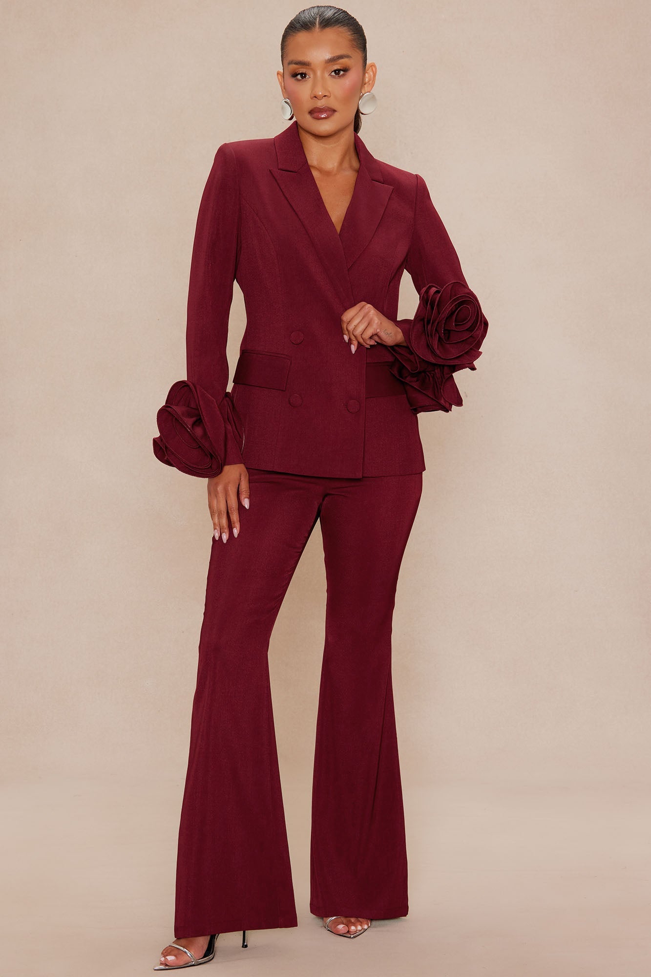 Amora Blazer Suit Set - Burgundy