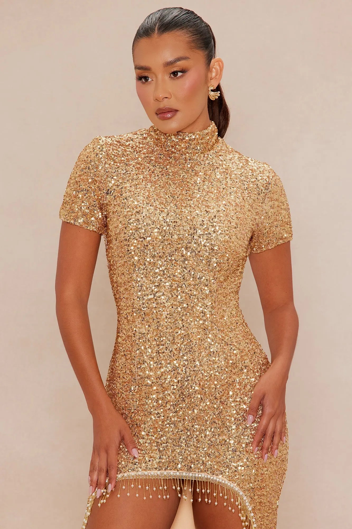 Photo Ready Embellished Gown - Gold 