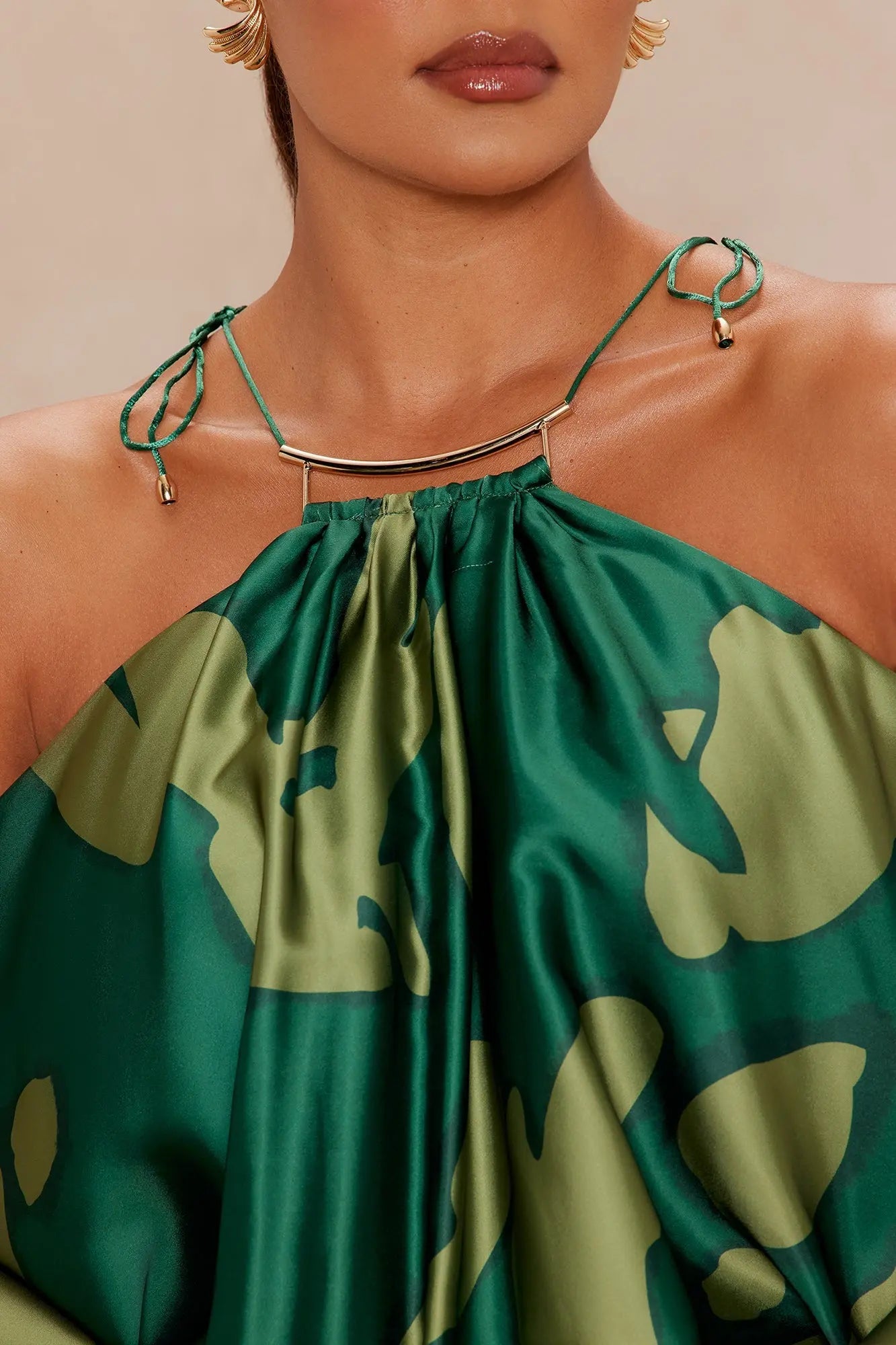 Nikki Satin Maxi Dress - Green/combo 