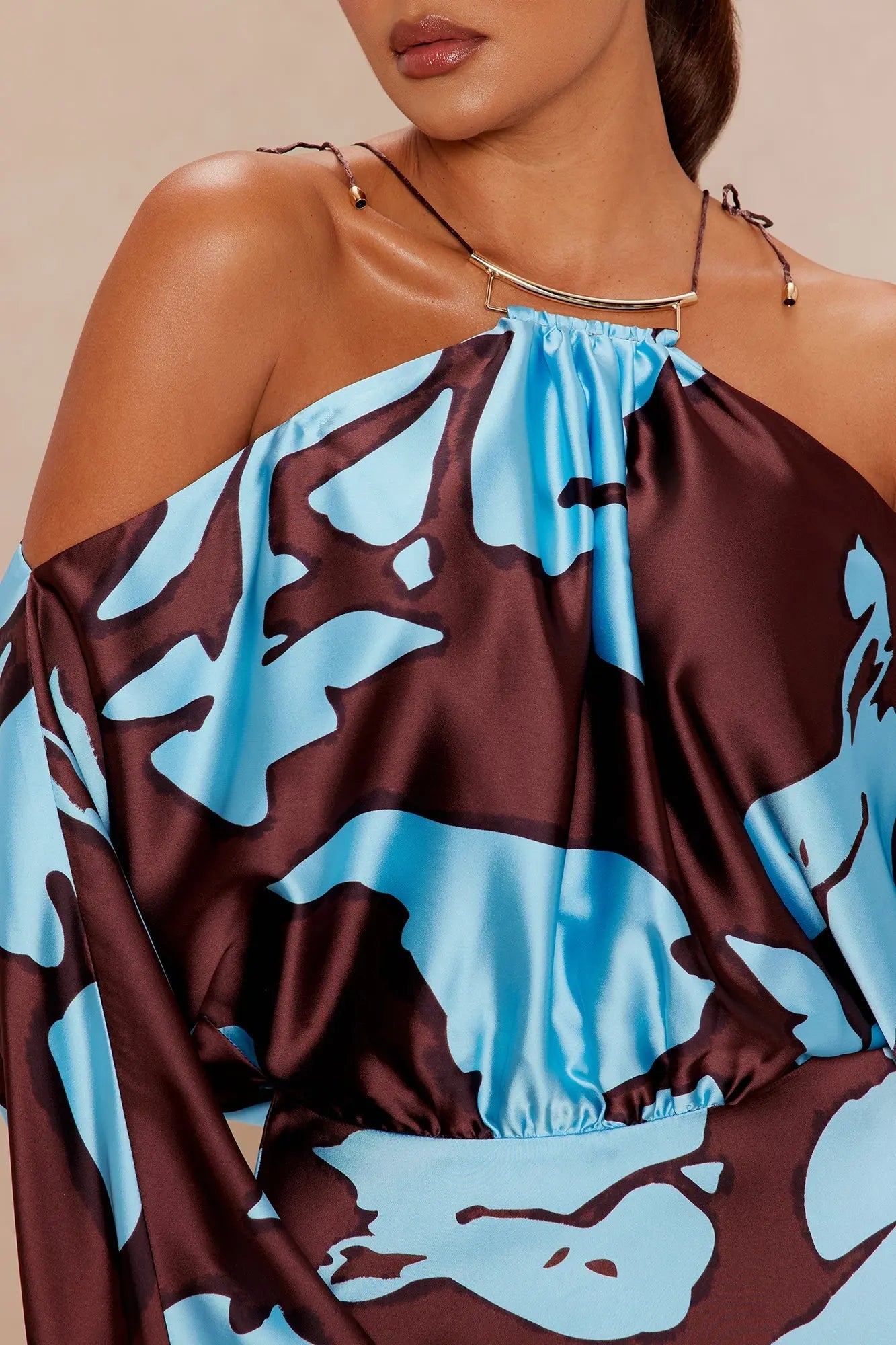 Vikki Satin Maxi Dress - Brown/combo 