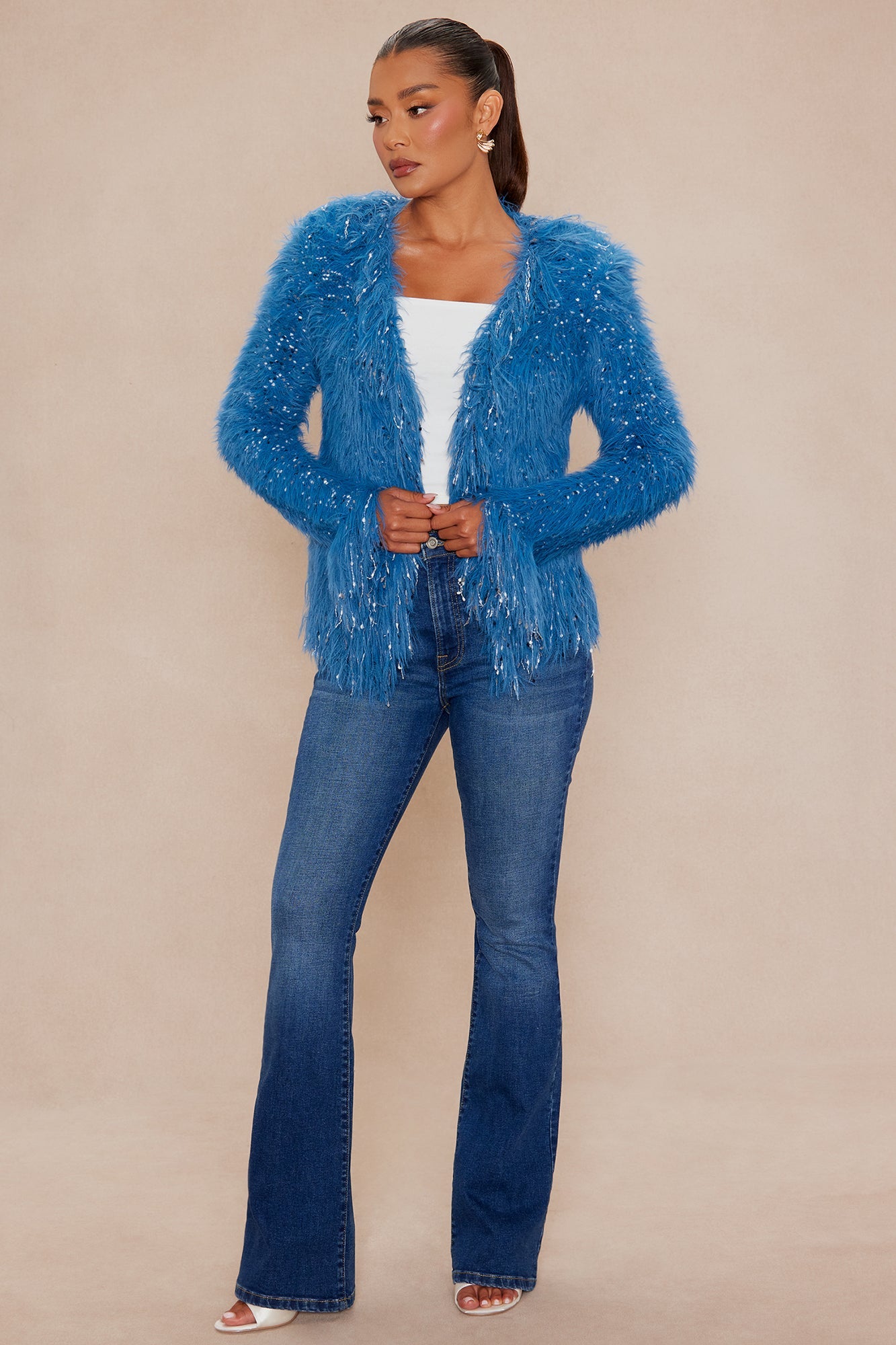 Giselle Frayed Cardigan - Blue