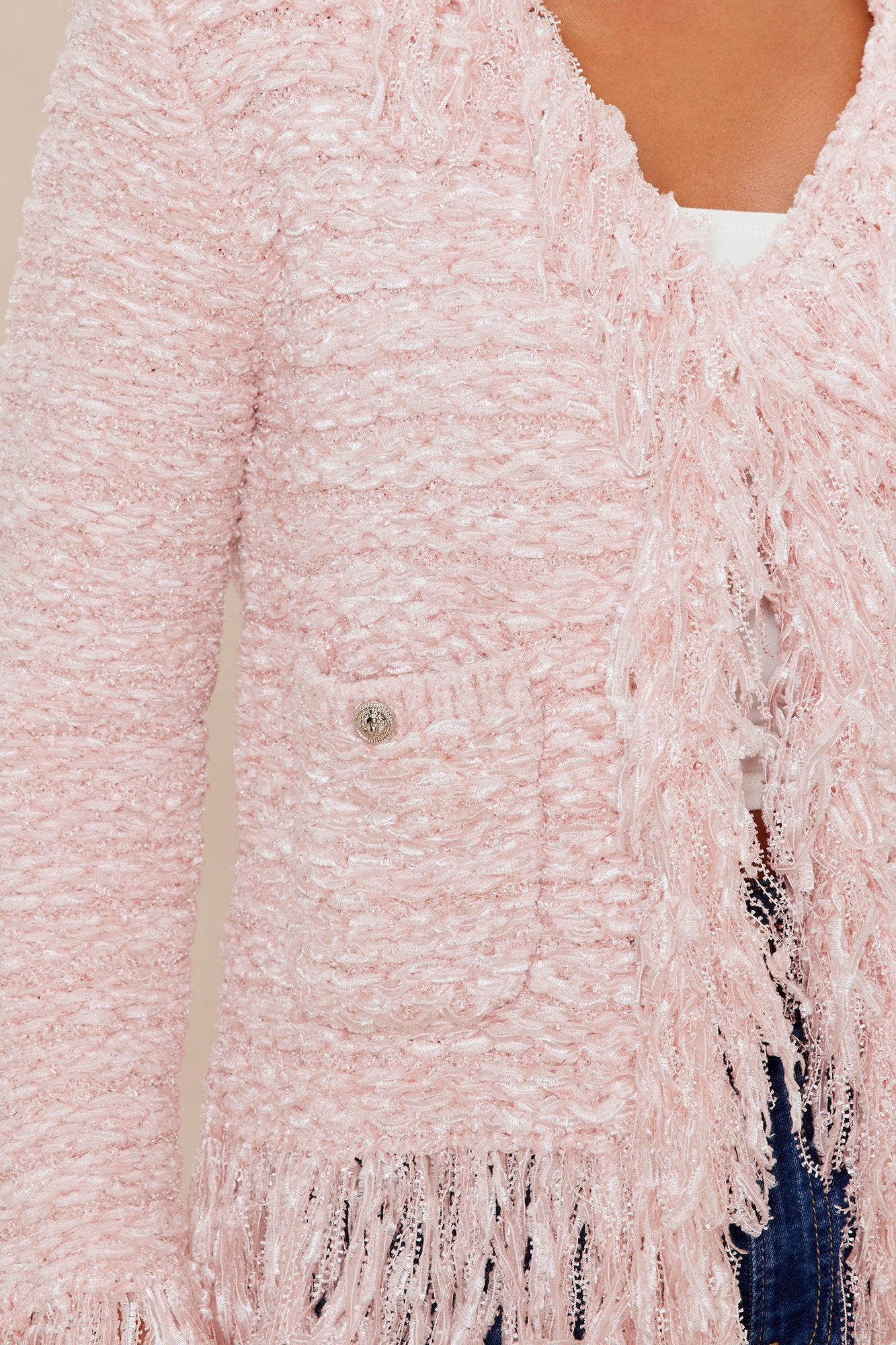 Gemma Frayed Cardigan - Light Pink