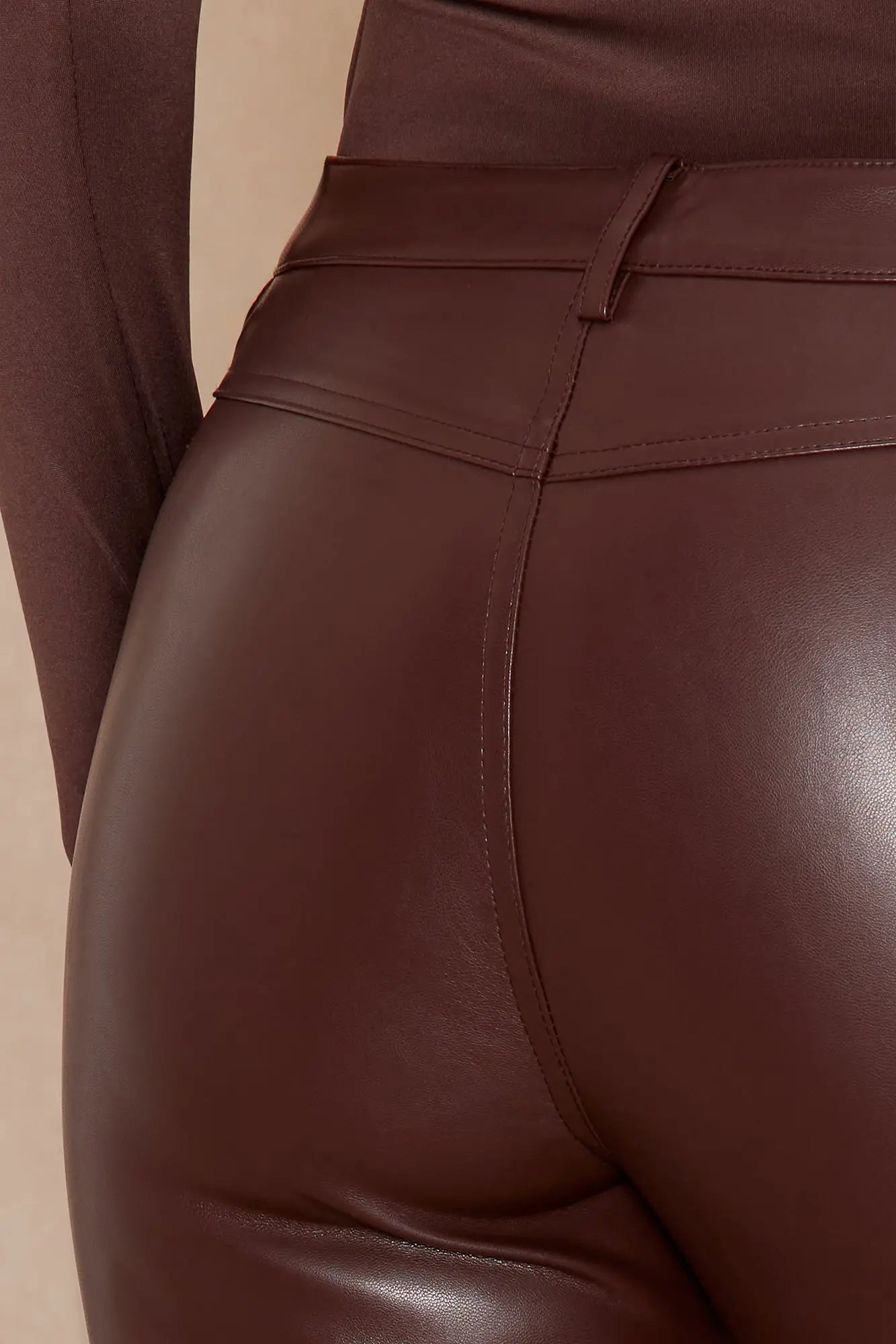 Kendra Faux Leather Wide Leg Pant - Chocolate 