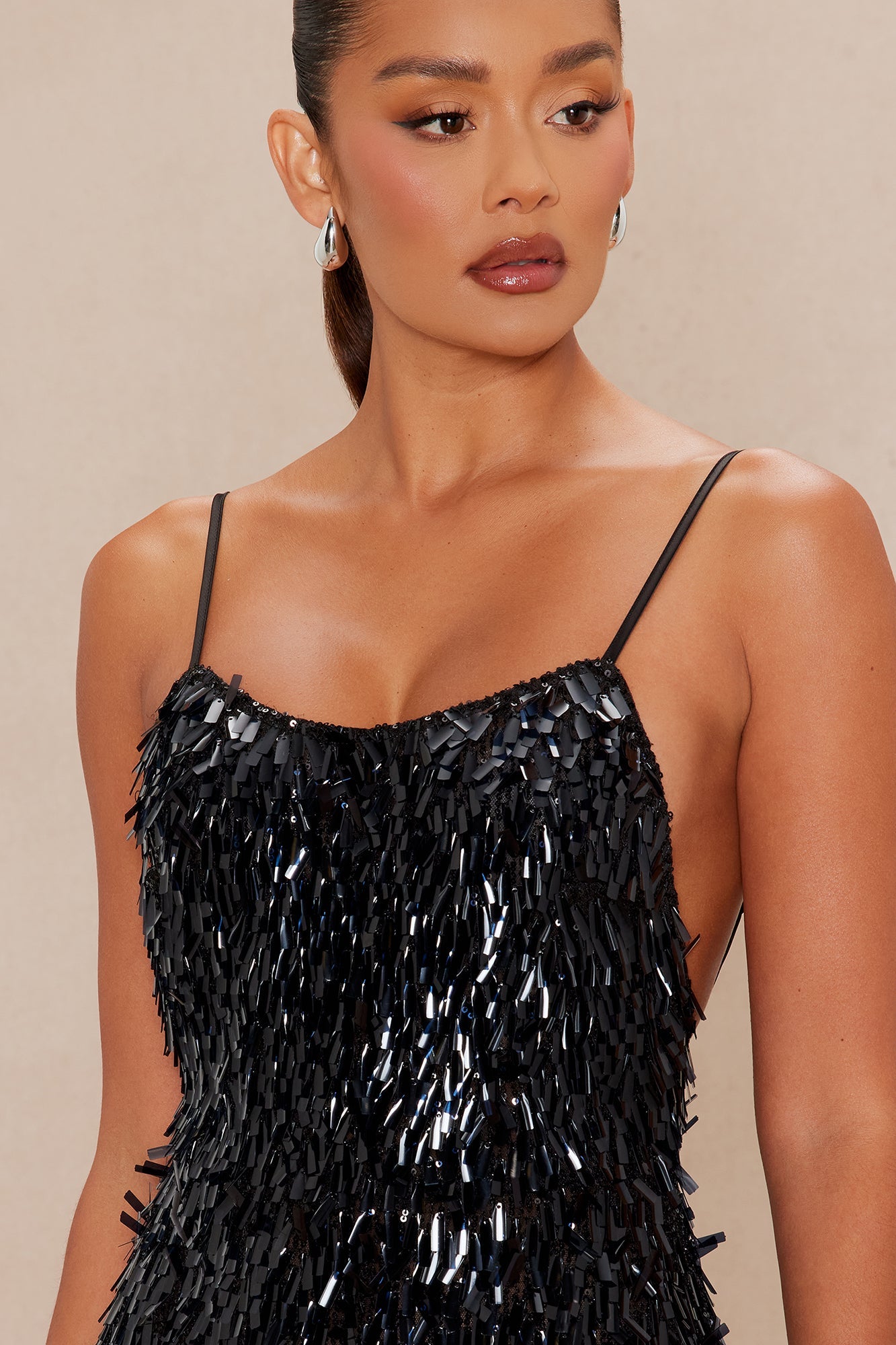 Emilee Sequin Backless Maxi Dress - Black 