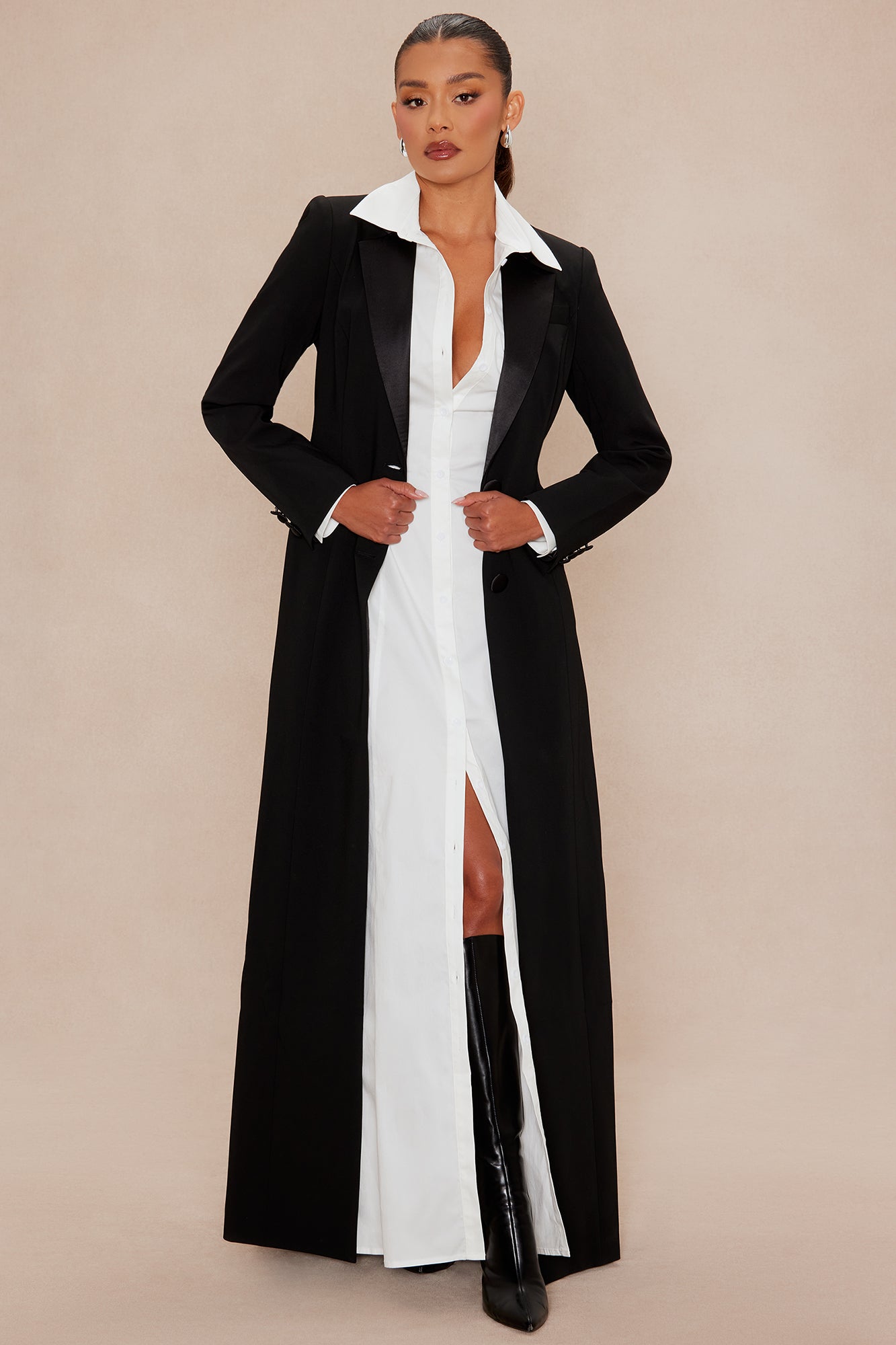 Amelia Blazer 2 Piece Dress Set - Black/White 