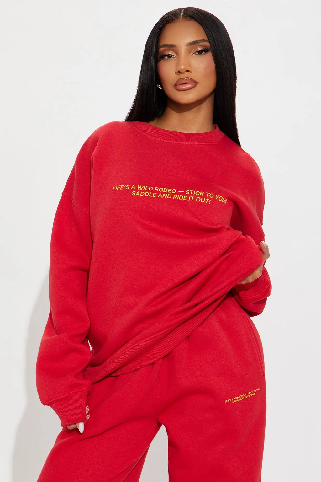 Wild Rodeo Fleece Pant Set - Red 