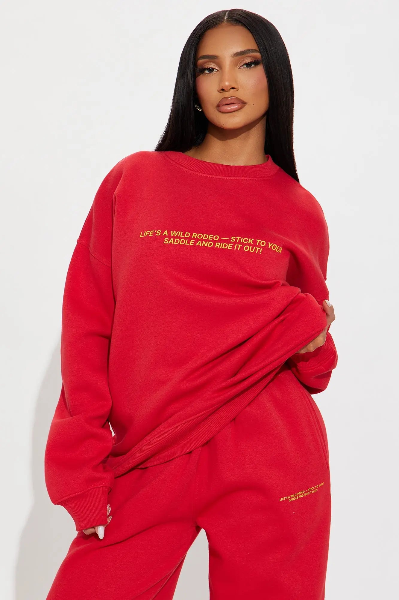 Wild Rodeo Fleece Pant Set - Red 