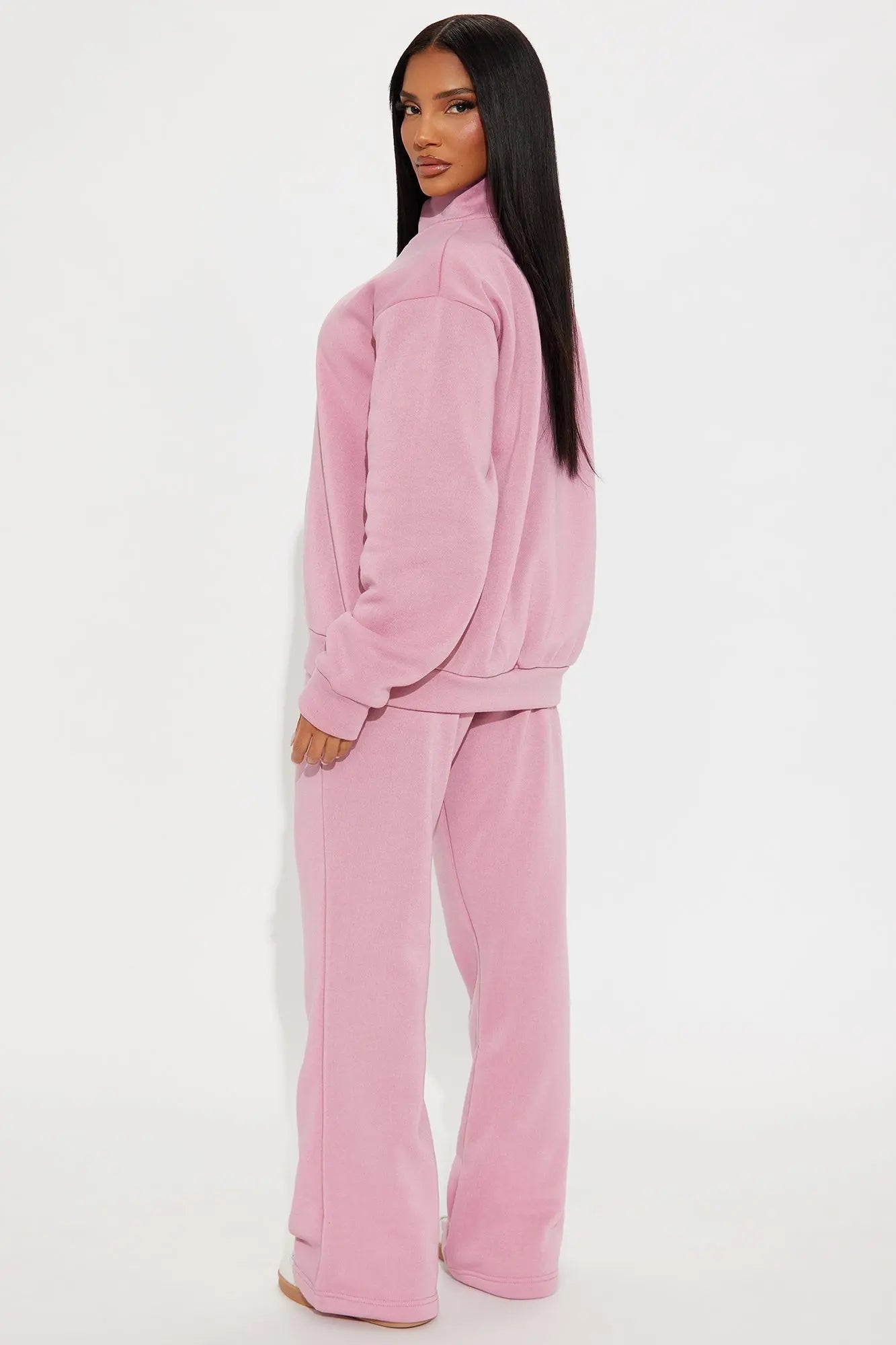 Demi Zip Up Fleece Pant Set - Mauve 