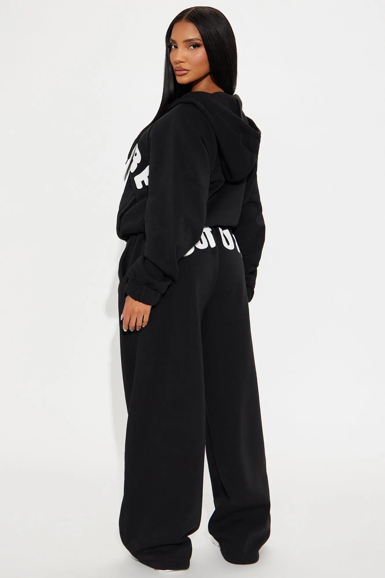 Couture Comfort Zip Up Fleece Pant Set - Black 