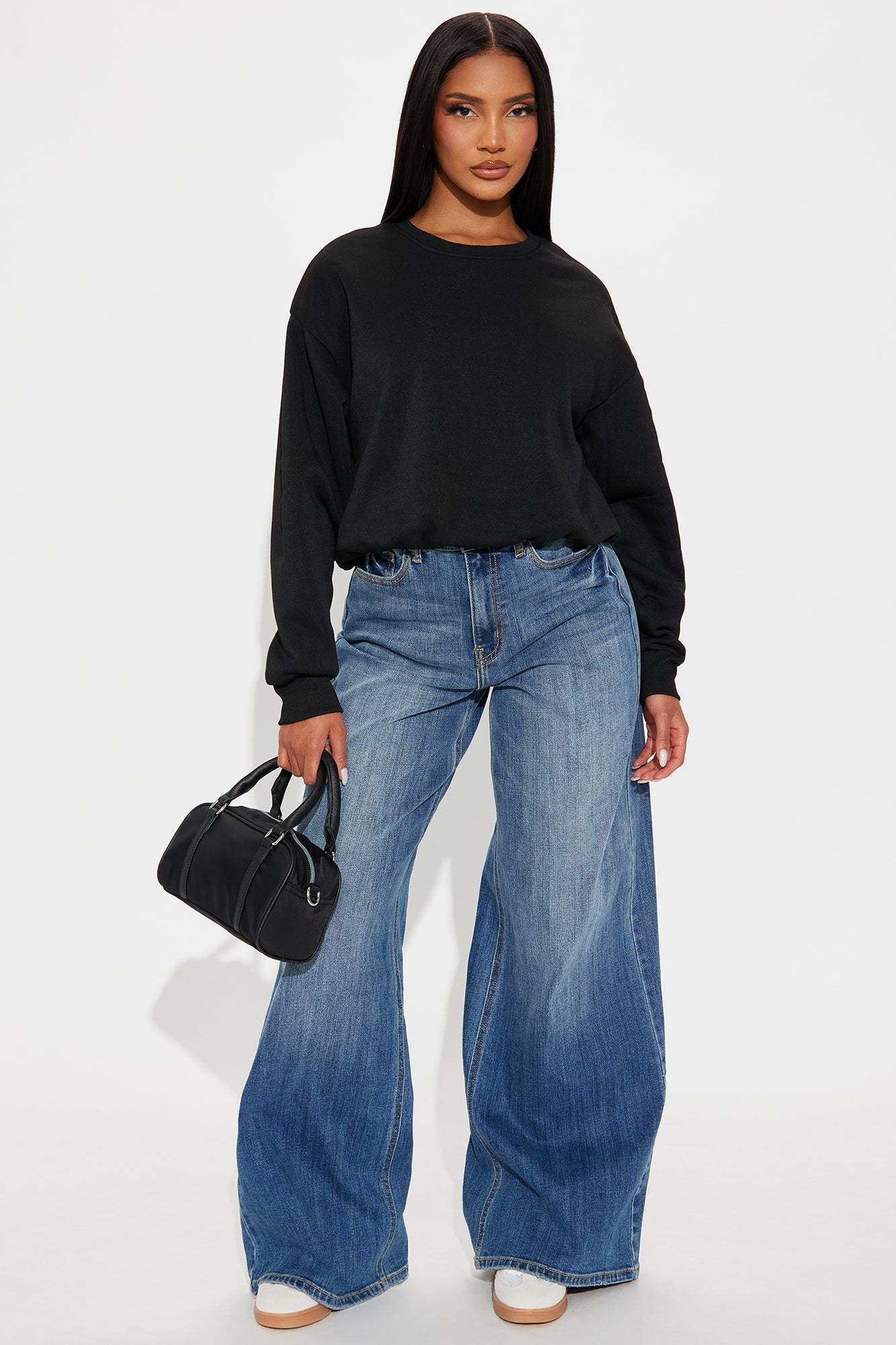 Classic Look Bubble Fleece Sweatshirt - Black 