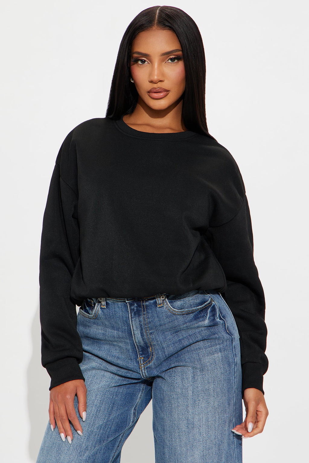 Classic Look Bubble Fleece Sweatshirt - Black 