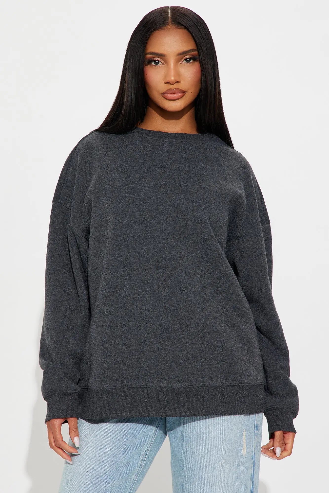 Candice Oversized Crewneck Sweatshirt - Charcoal 