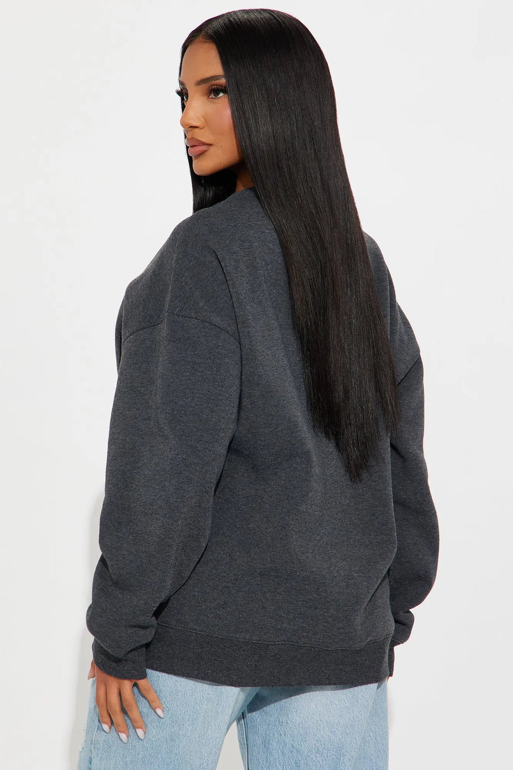 Candice Oversized Crewneck Sweatshirt - Charcoal 