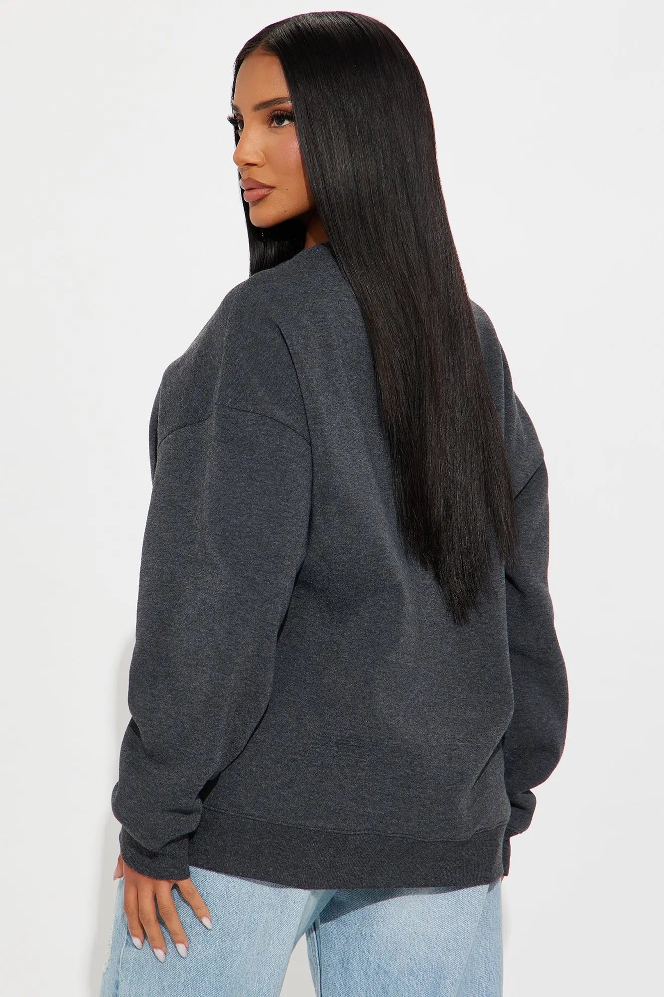 Candice Oversized Crewneck Sweatshirt - Charcoal 