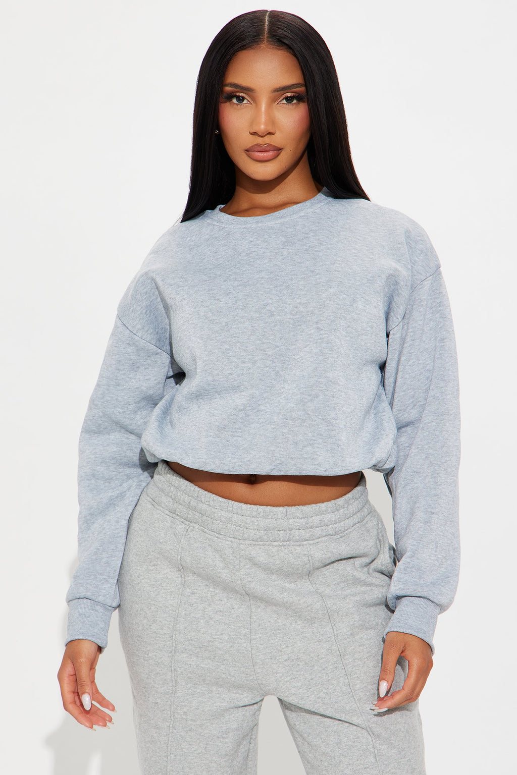 Classic Look Bubble Fleece Sweatshirt - Heather Grey 