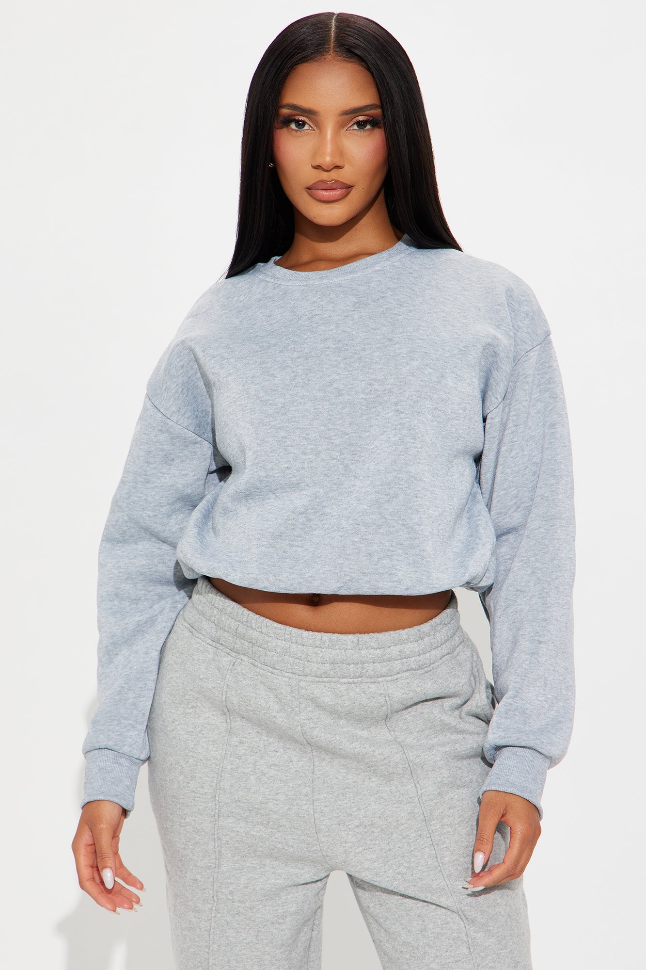 Classic Look Bubble Fleece Sweatshirt - Heather Grey 