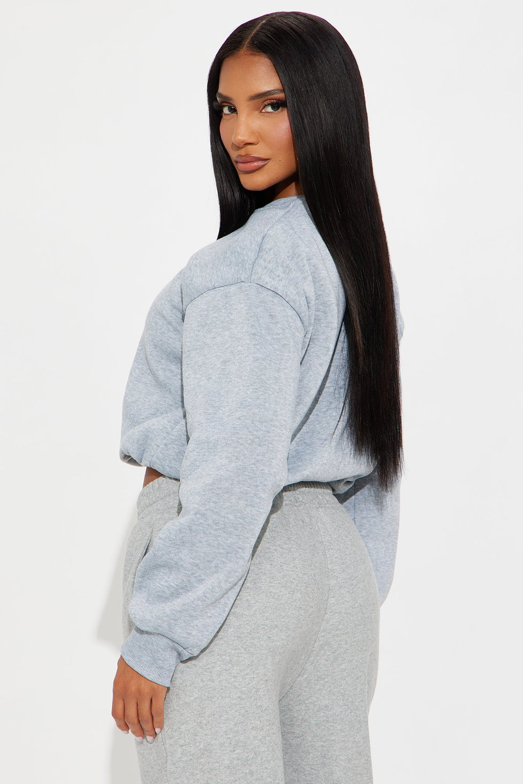 Classic Look Bubble Fleece Sweatshirt - Heather Grey 