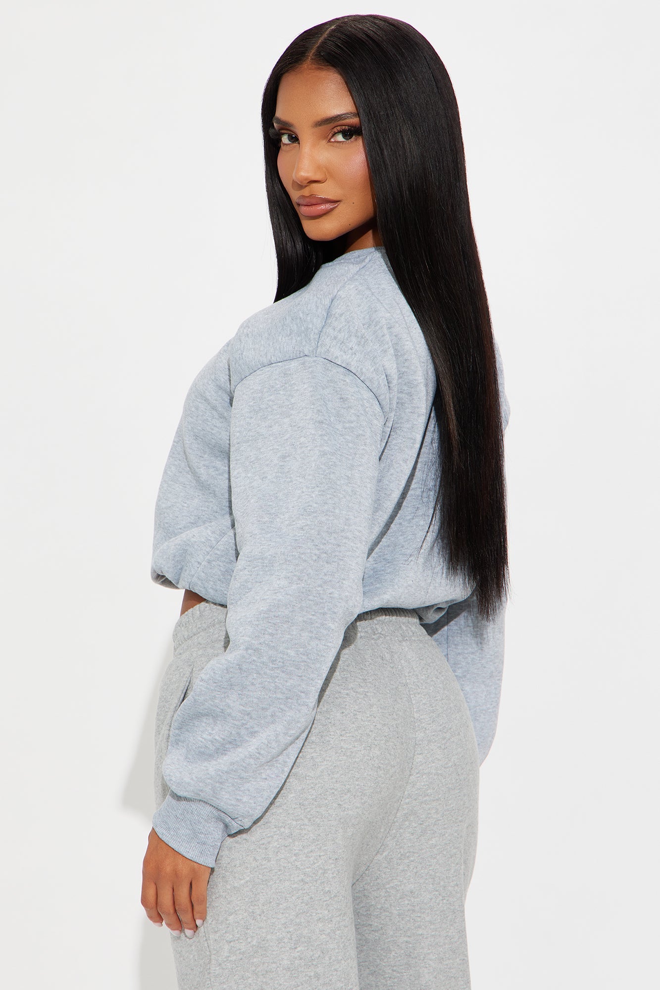 Classic Look Bubble Fleece Sweatshirt - Heather Grey 
