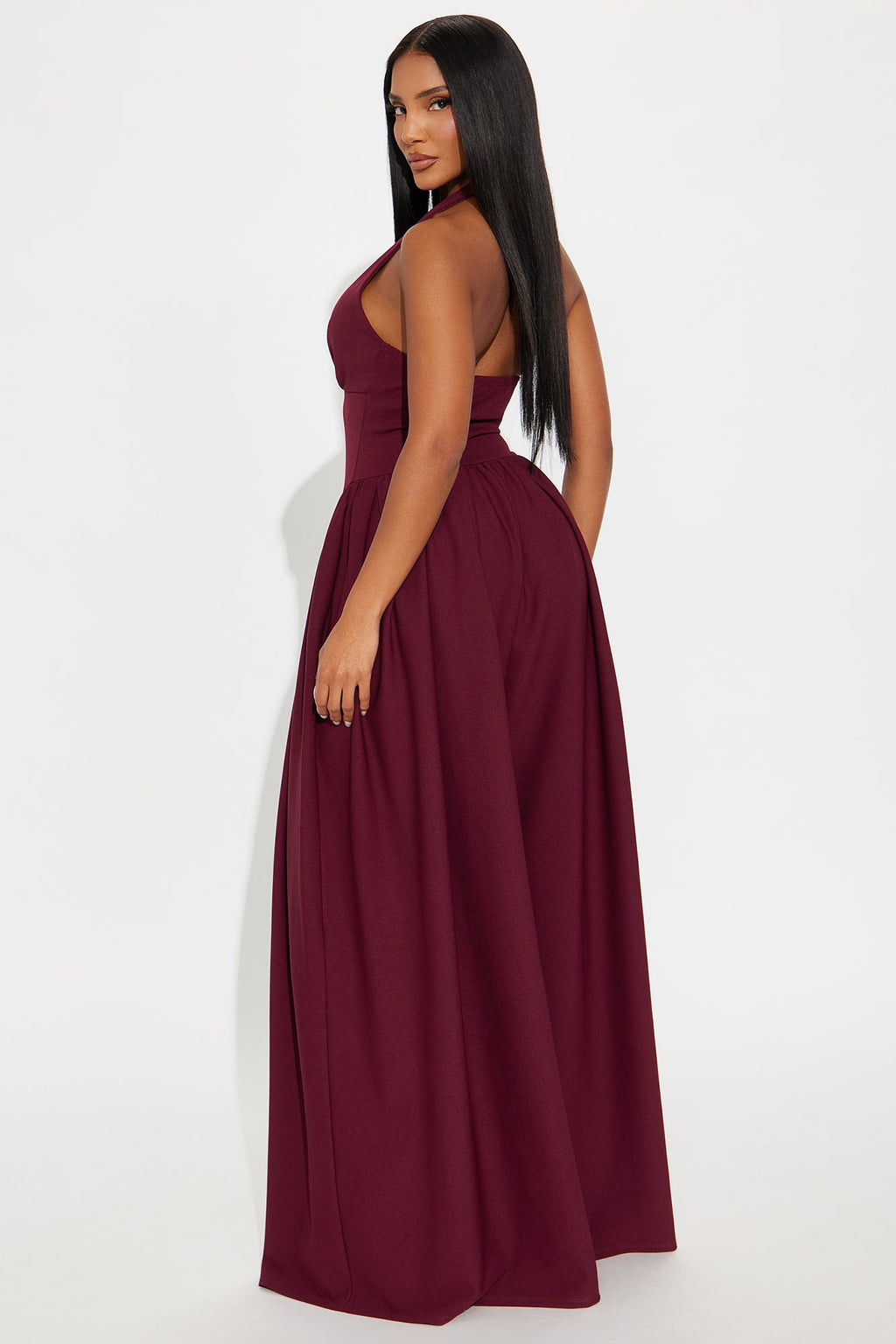 Lighter Than Air Crepe Wide Leg Jumpsuit - Burgundy