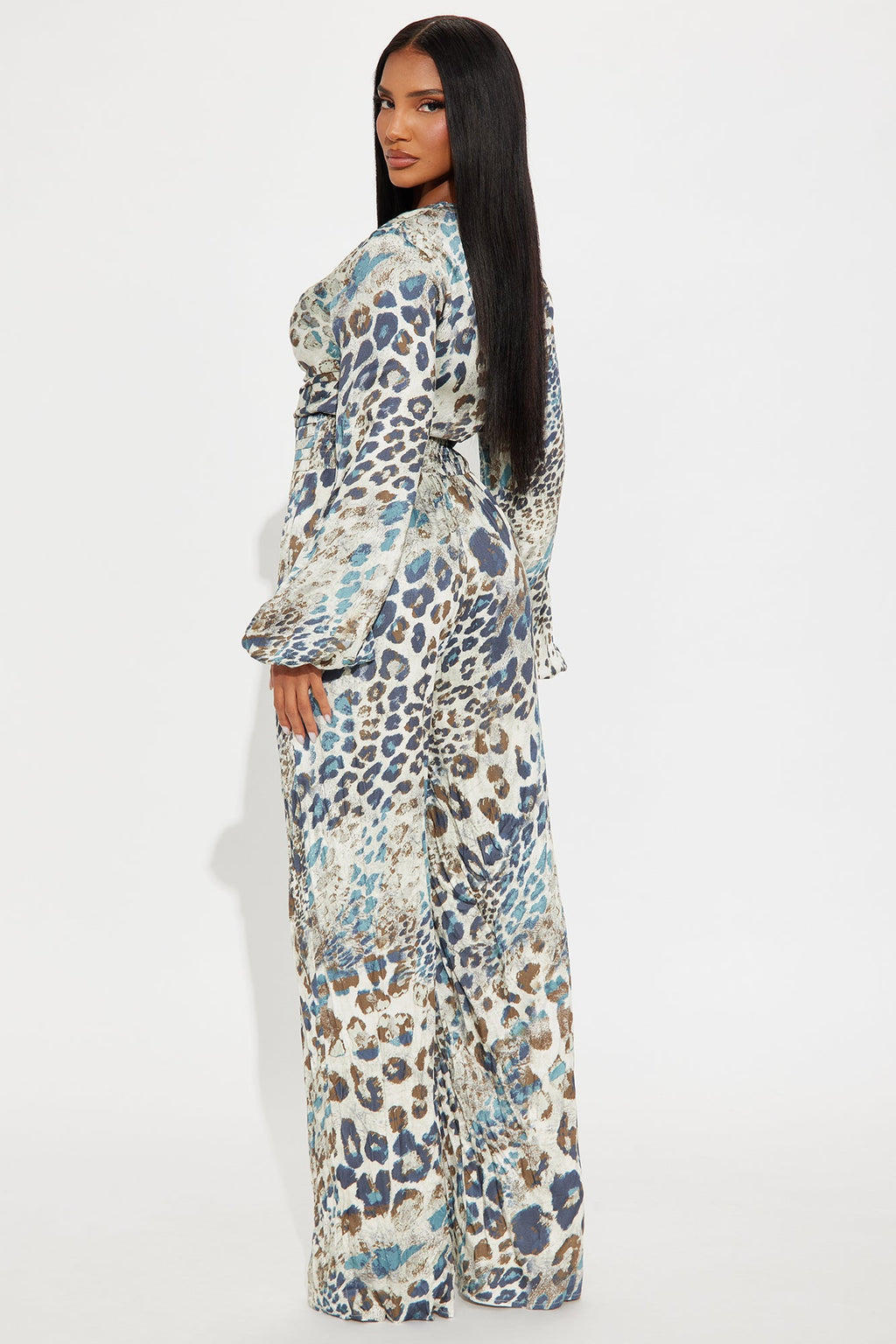 Tara Leopard Wide Leg Jumpsuit - Cream/combo