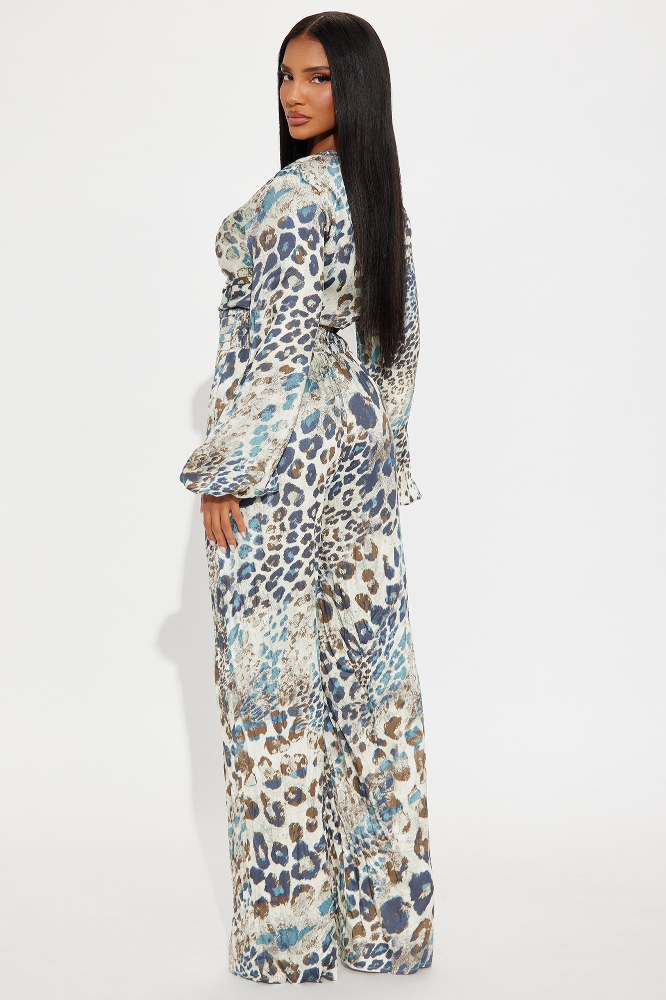 Tara Leopard Wide Leg Jumpsuit - Cream/combo