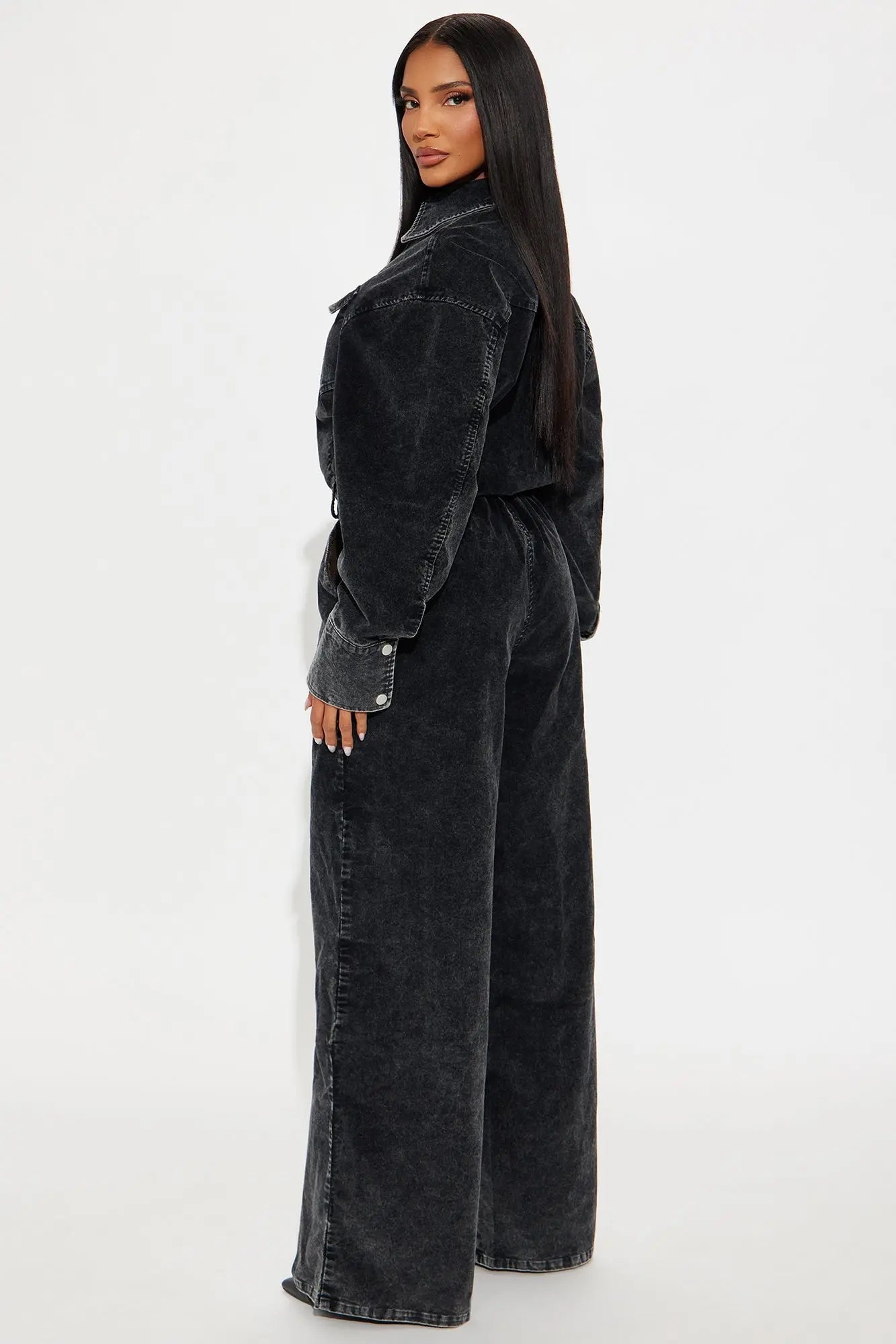 Ready For Anything Washed Corduroy Jumpsuit - Black 
