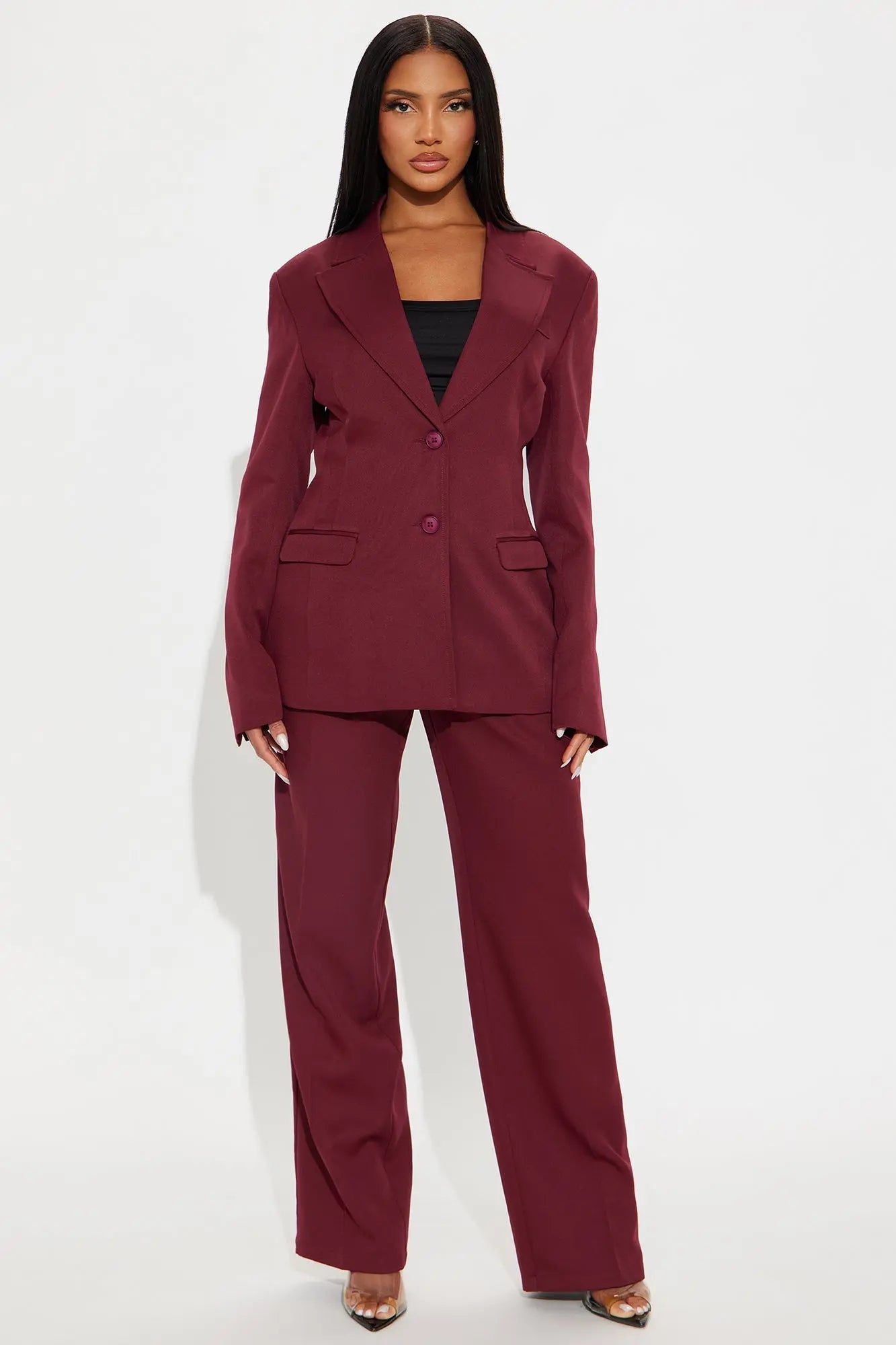 Kendall Hourglass Fitted Blazer - Burgundy 