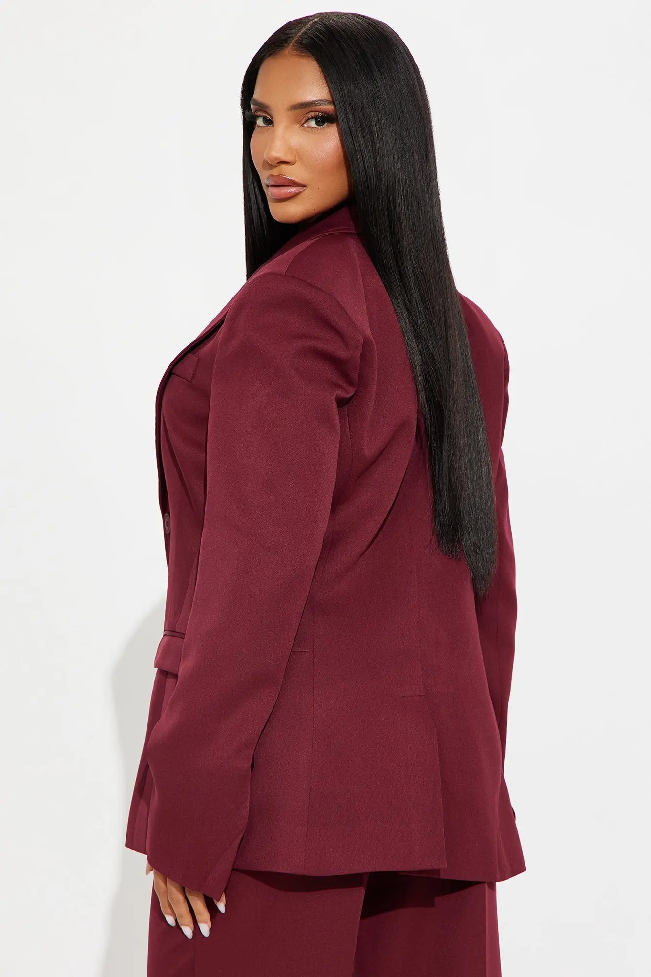 Kendall Hourglass Fitted Blazer - Burgundy 