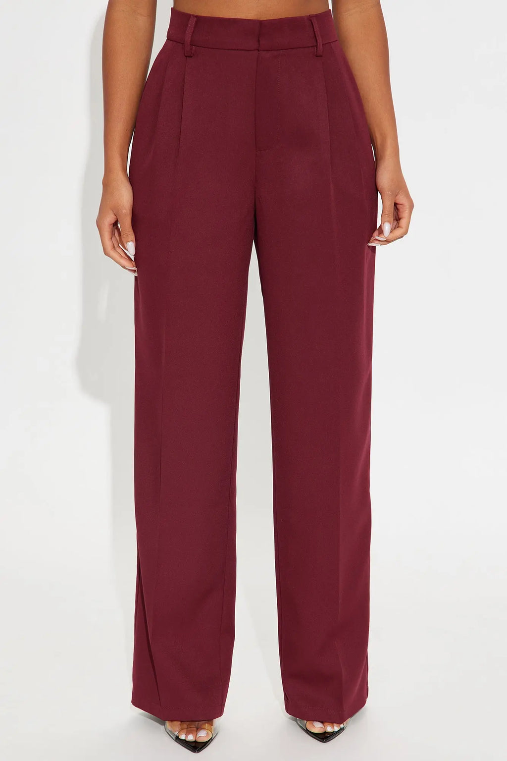Kendall High Rise Trouser Pant - Burgundy 