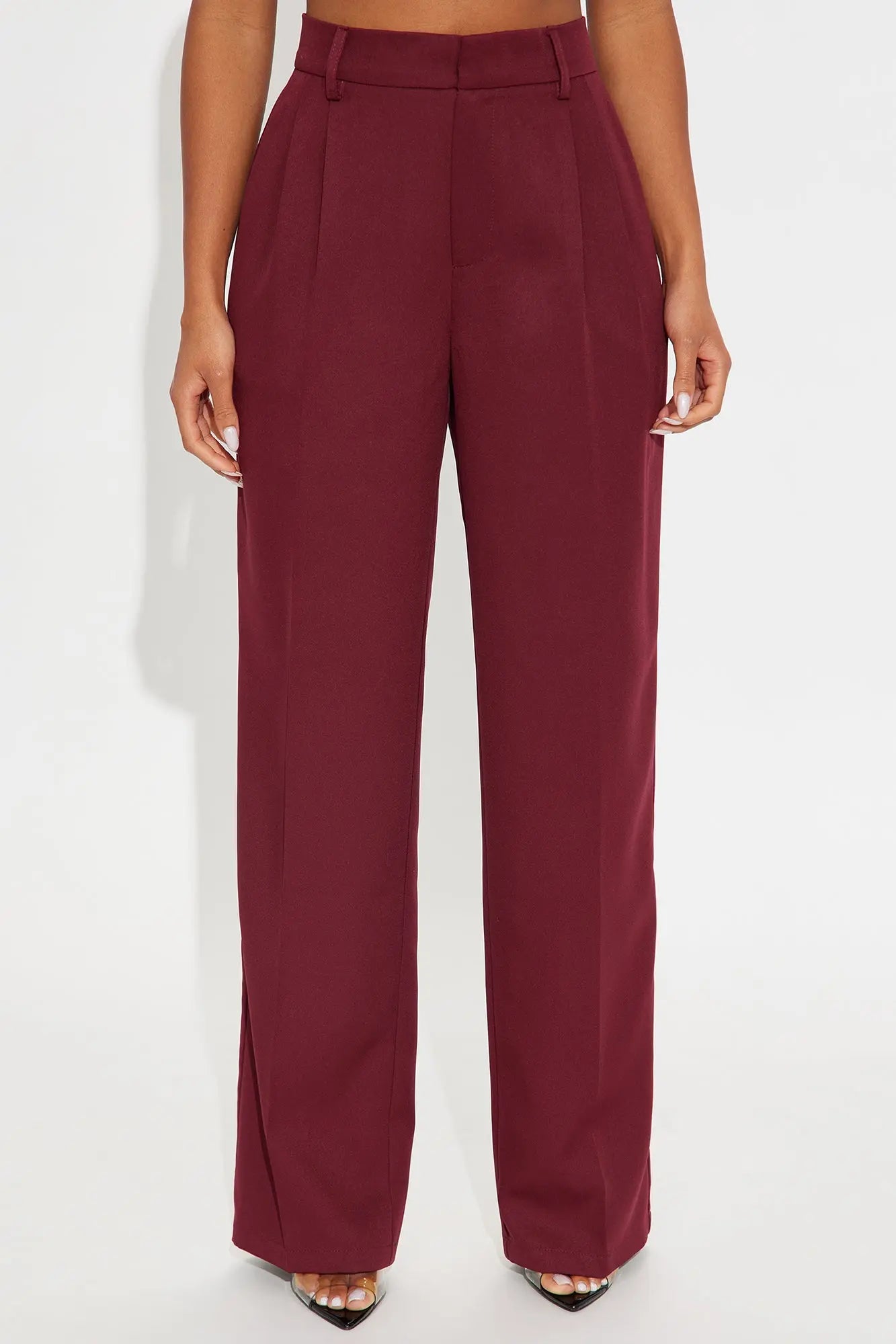 Kendall High Rise Trouser Pant - Burgundy 