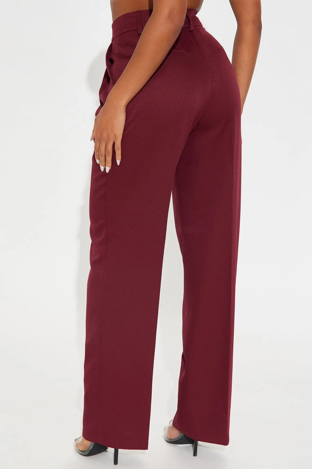 Kendall High Rise Trouser Pant - Burgundy 
