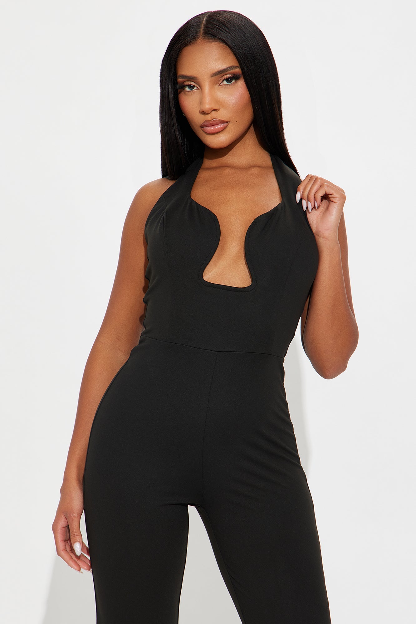Feel My Vibe Halter Jumpsuit  - Black