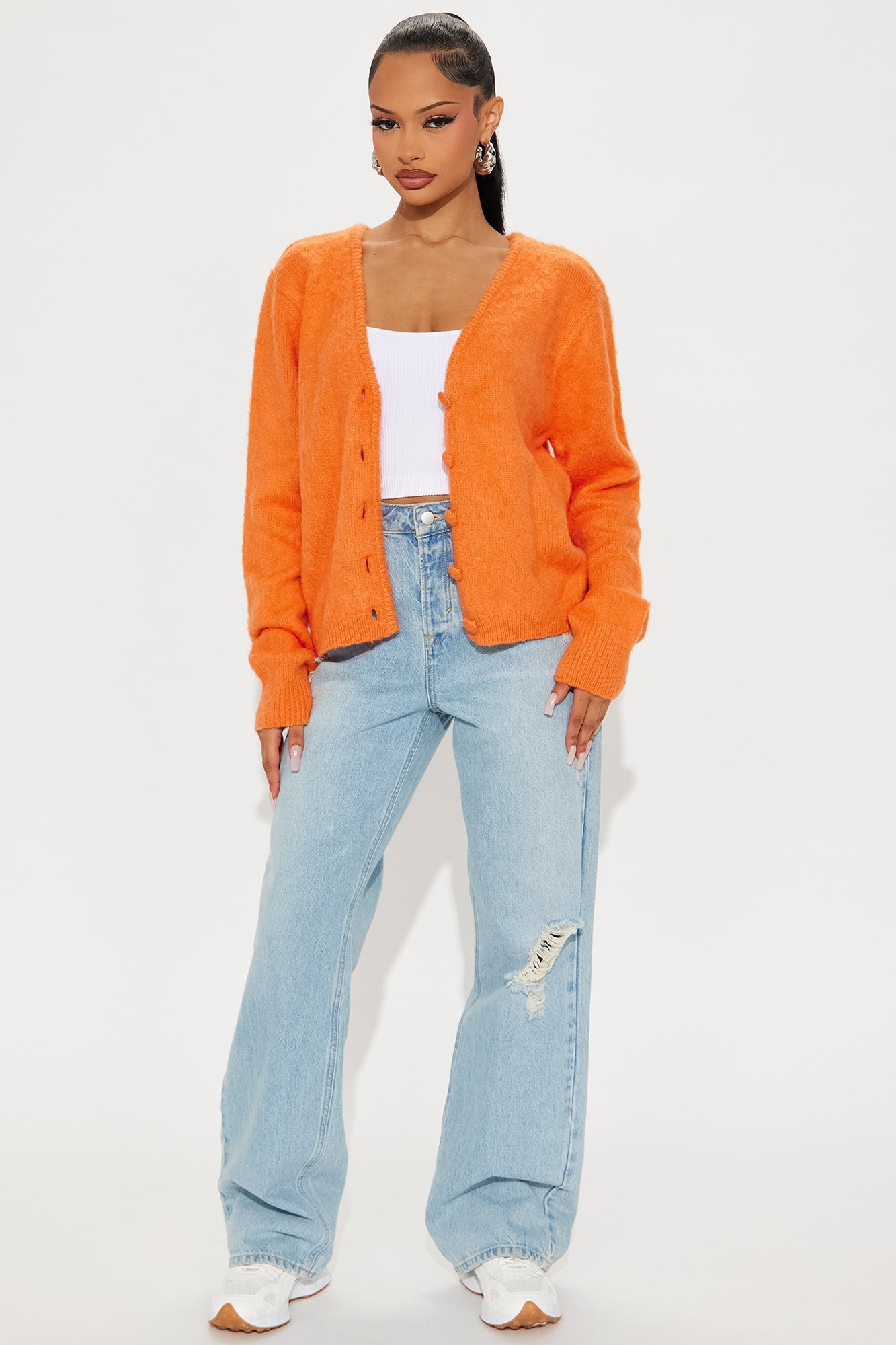 Yours To Keep Washed Cardigan - Orange
