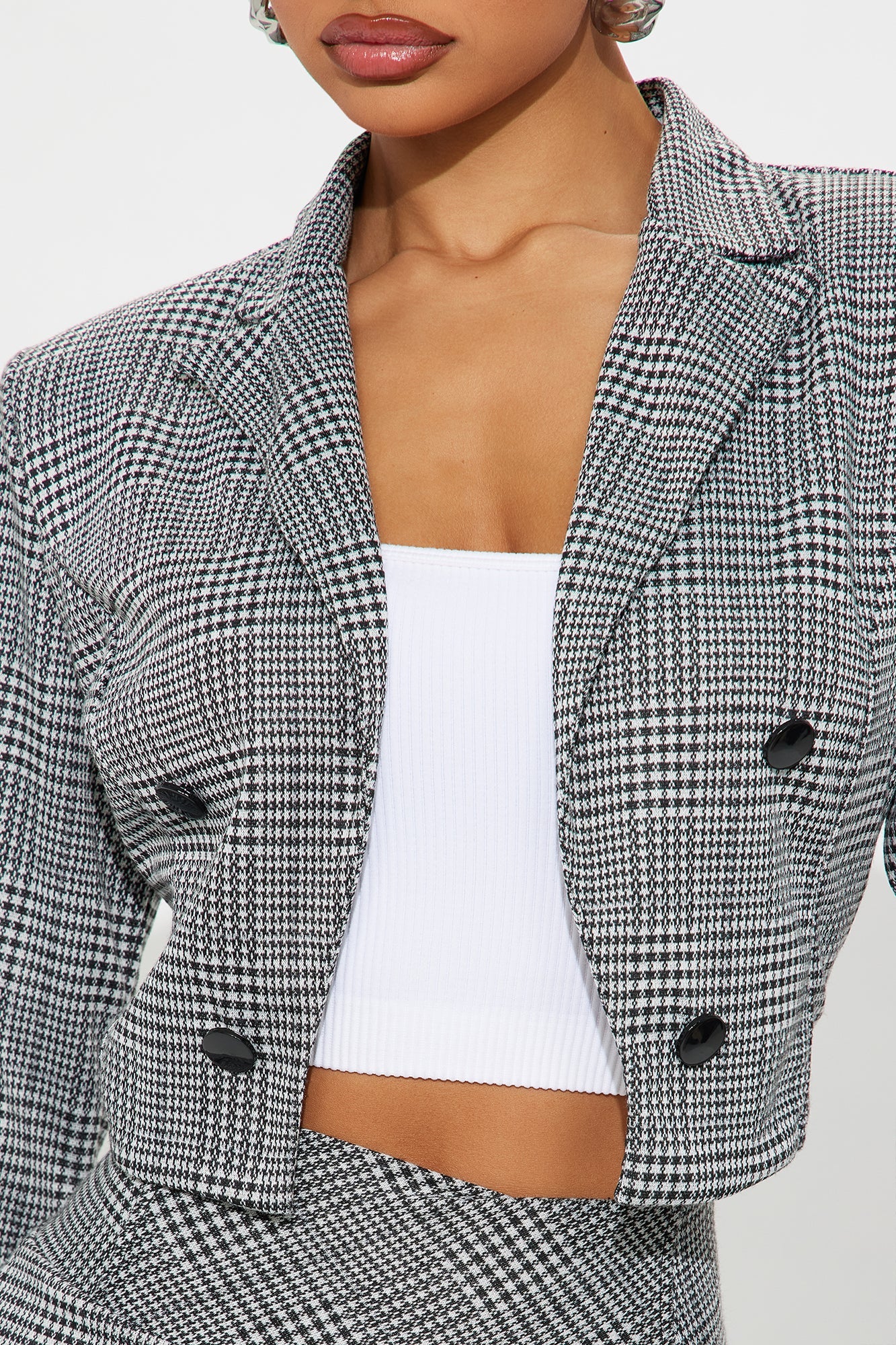 Plaid Behavior Blazer Pant Set - Black/combo