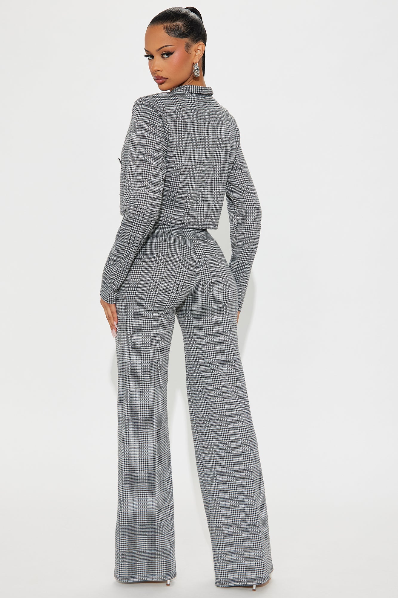 Plaid Behavior Blazer Pant Set - Black/combo