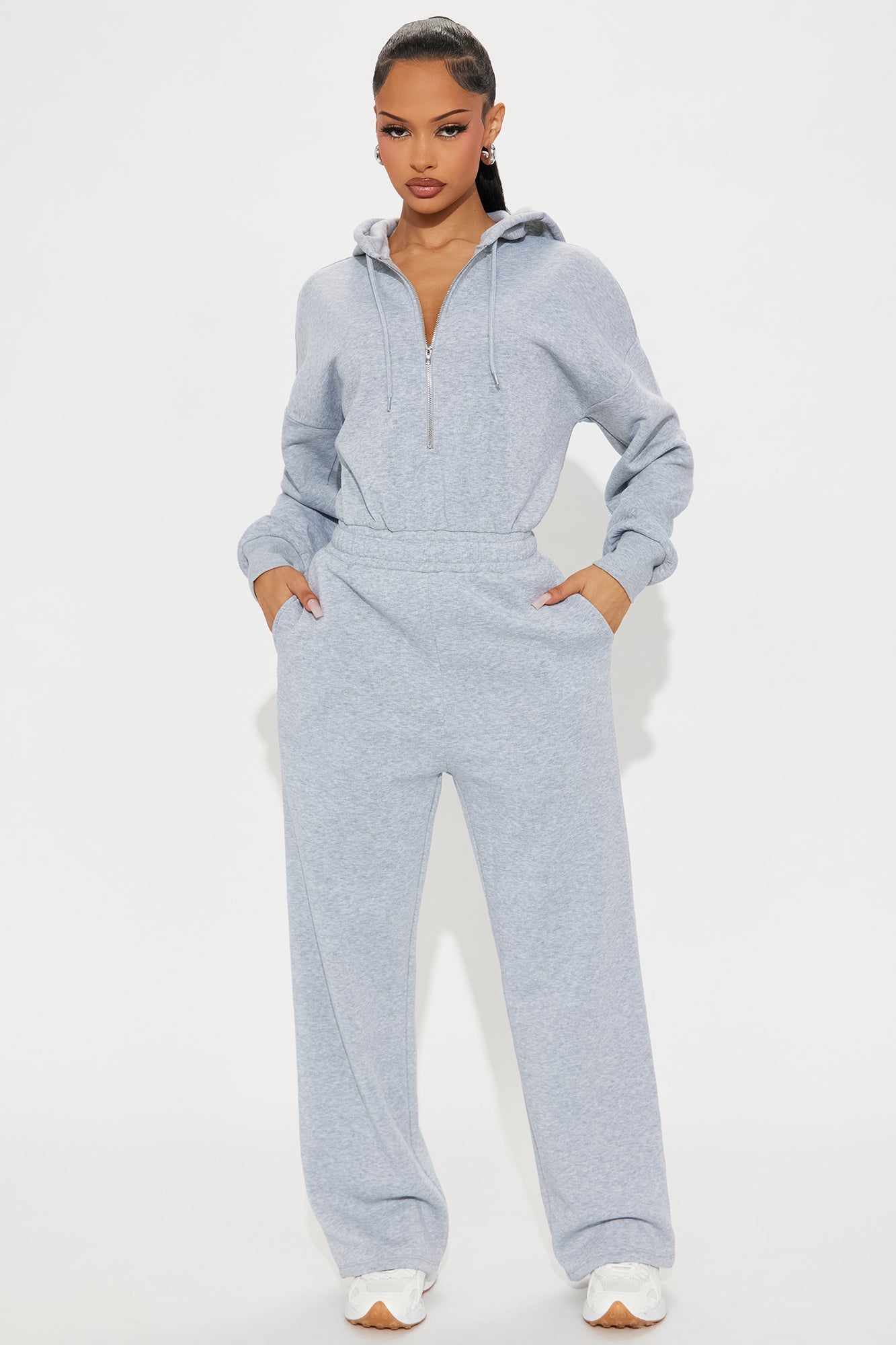 Charlie Fleece Jumpsuit - Heather Grey