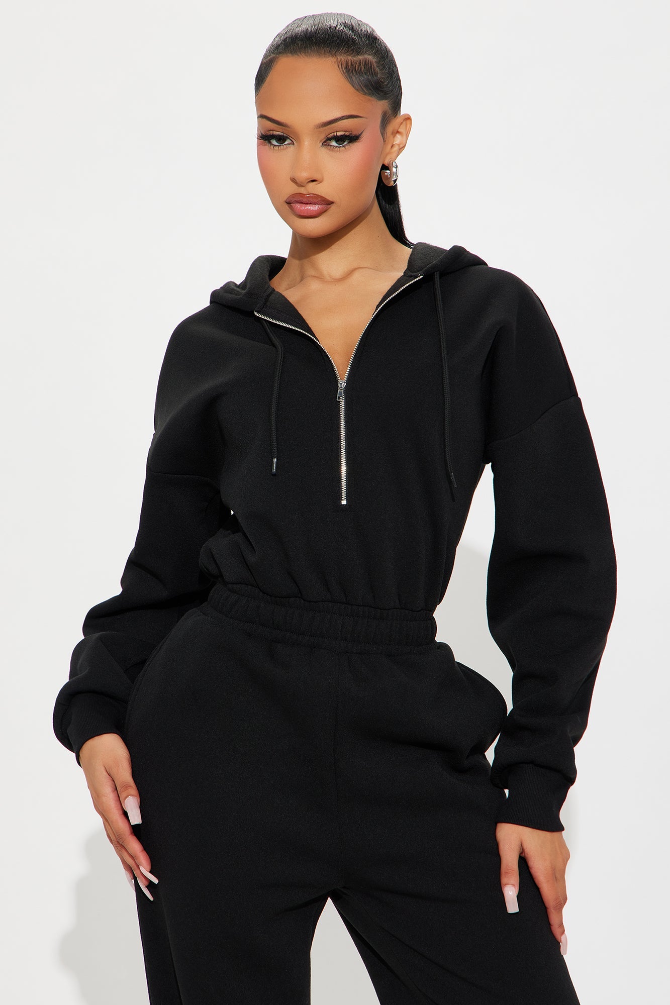 Charlie Fleece Jumpsuit - Black