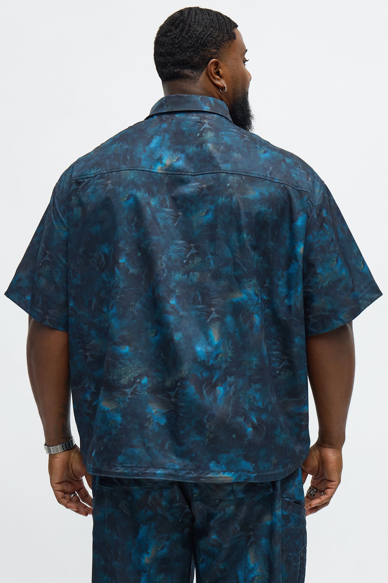 Oversized Viktor Short Sleeve Button Up Shirt - Black/combo