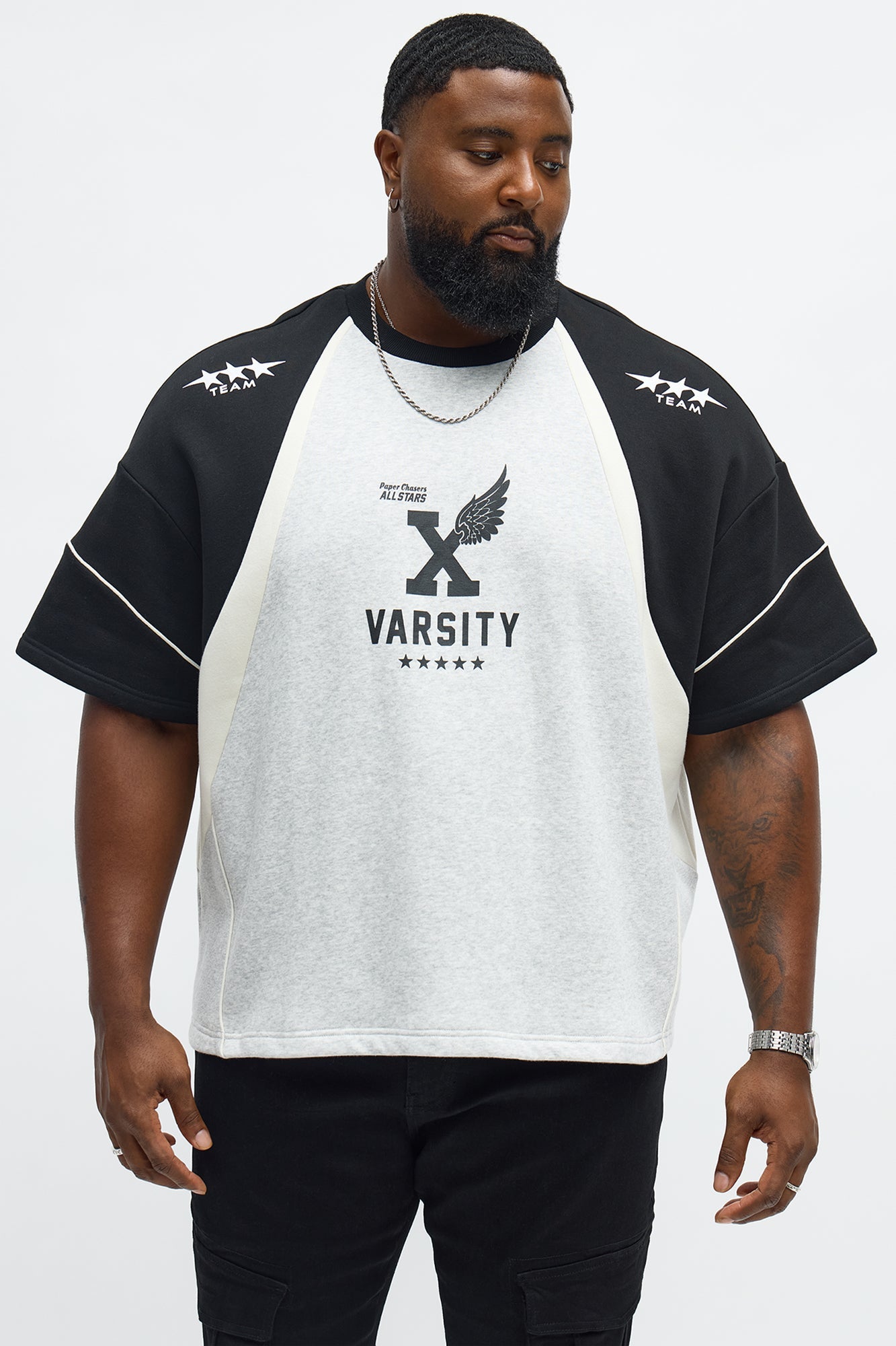 Tyson Oversized X Varsity Short Sleeve Tee - Heather/Combo