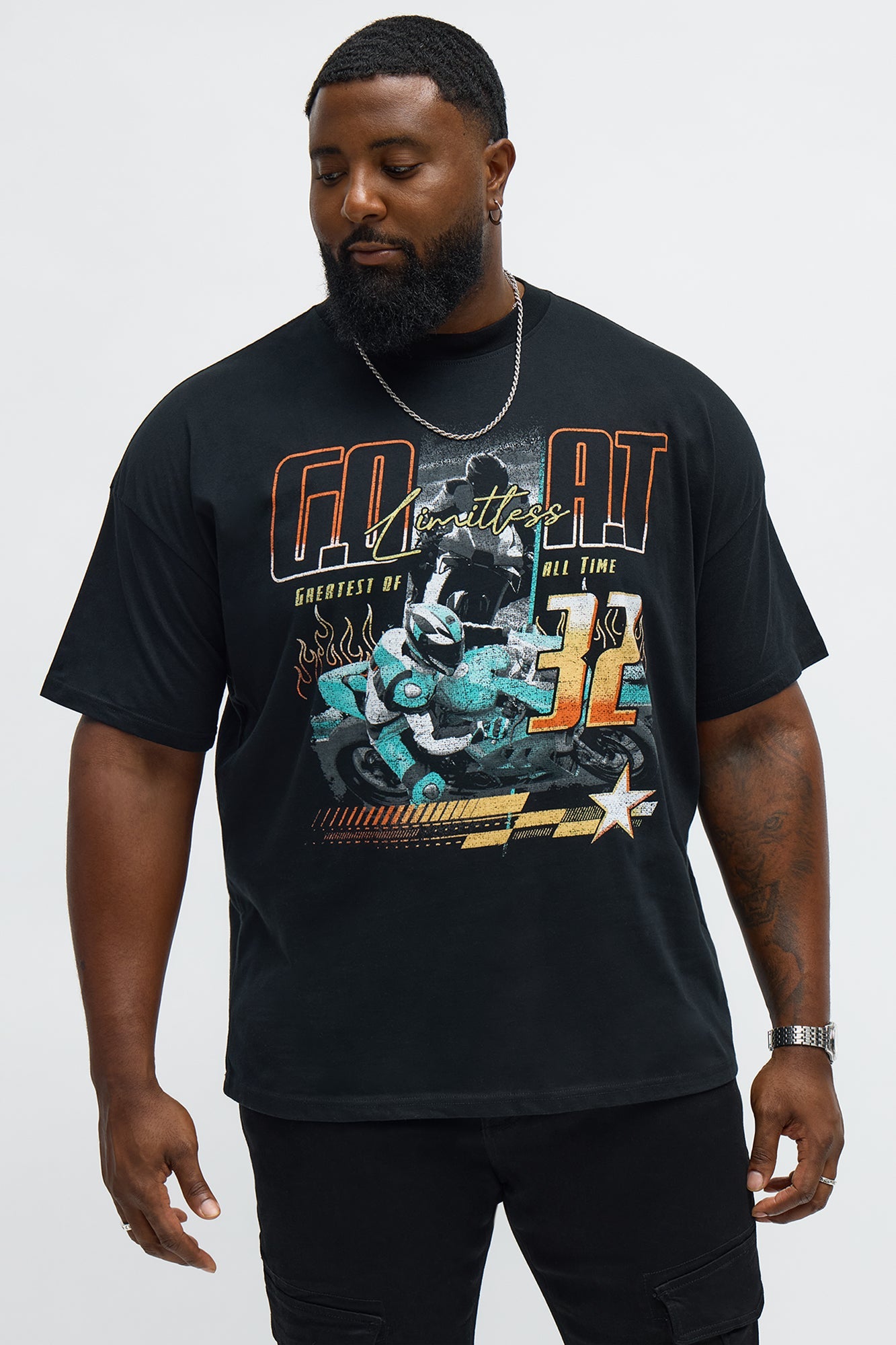 Motorsports GOAT Oversized Short Sleeve Tee - Black