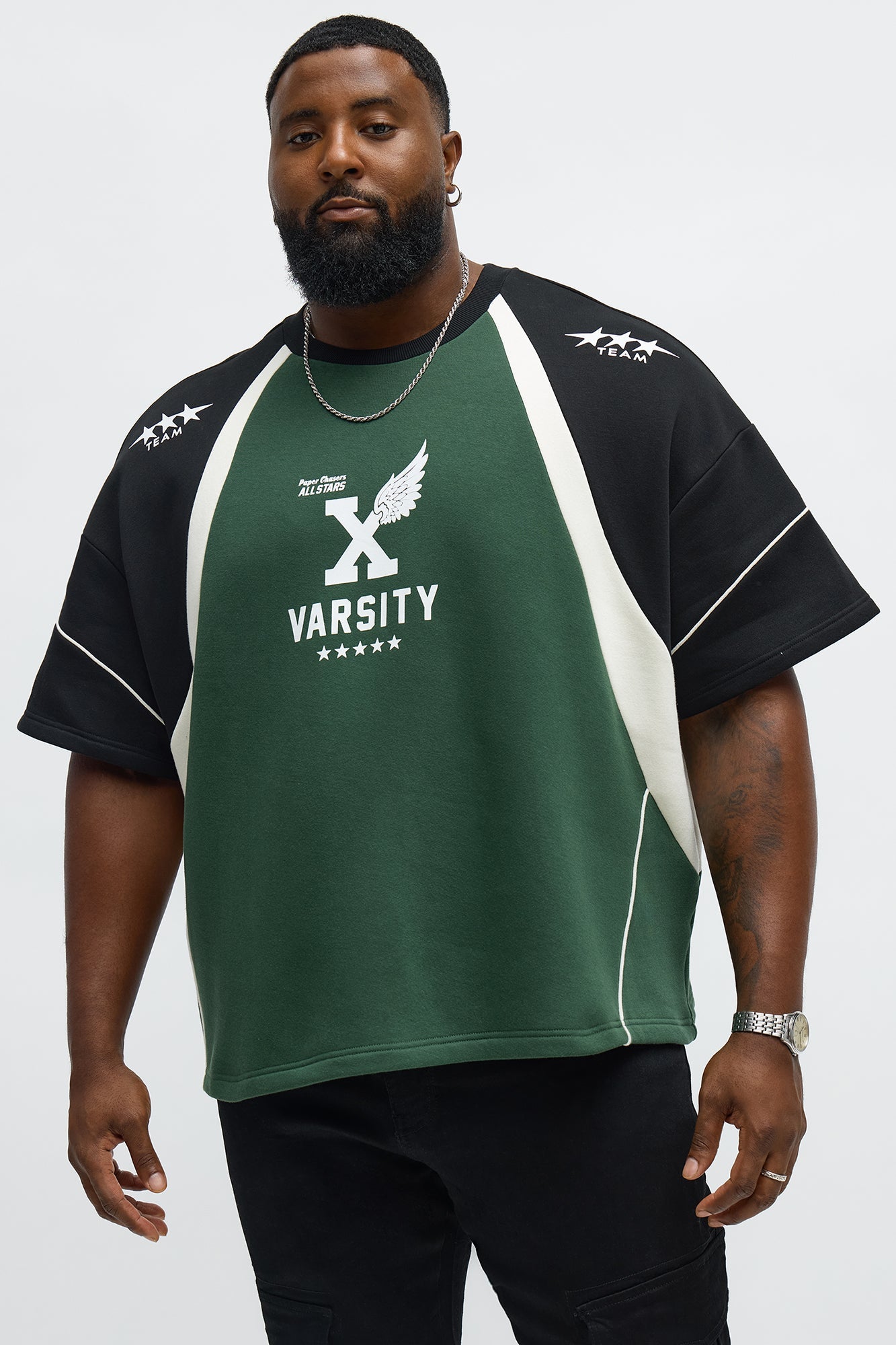 Tyson Oversized X Varsity Short Sleeve Tee - Green/combo