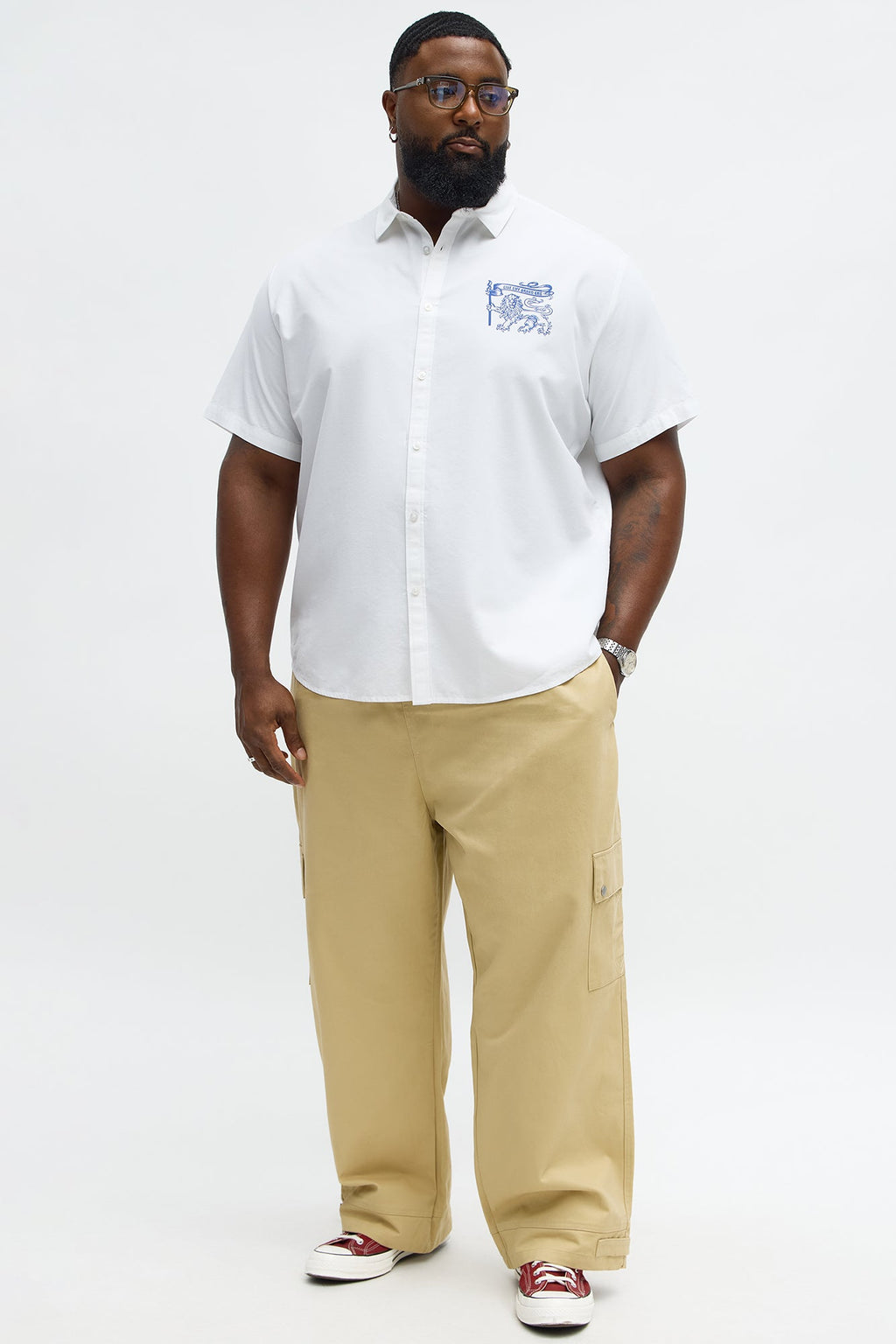 Relaxed Grand Cut Short Sleeve Button up - White
