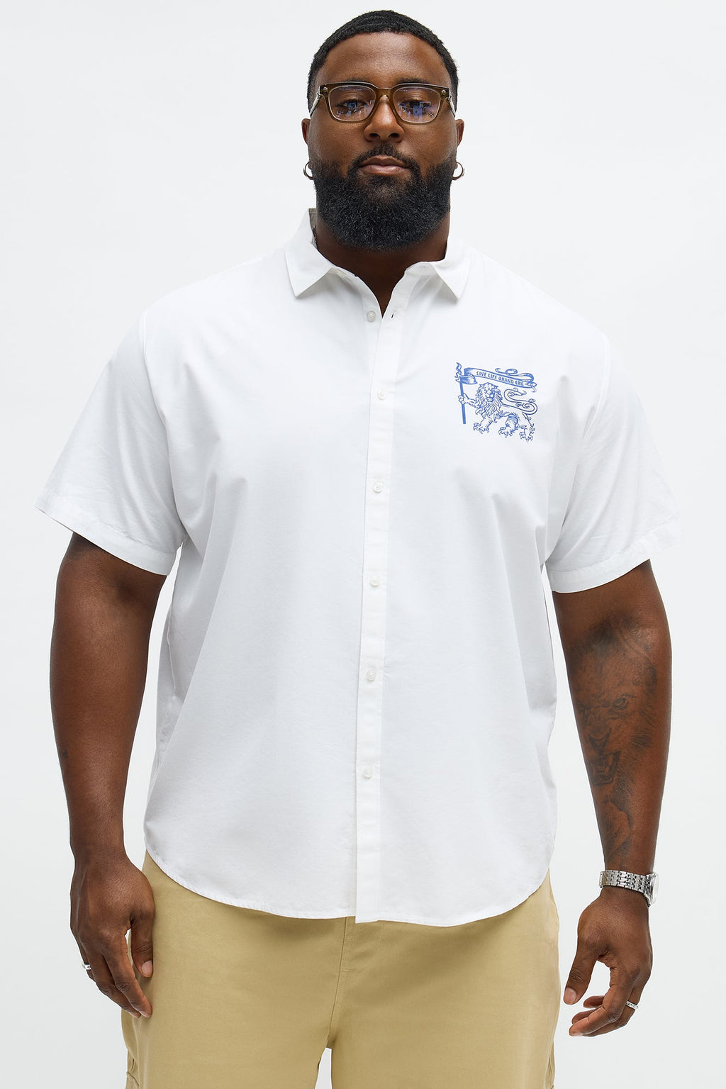 Relaxed Grand Cut Short Sleeve Button up - White