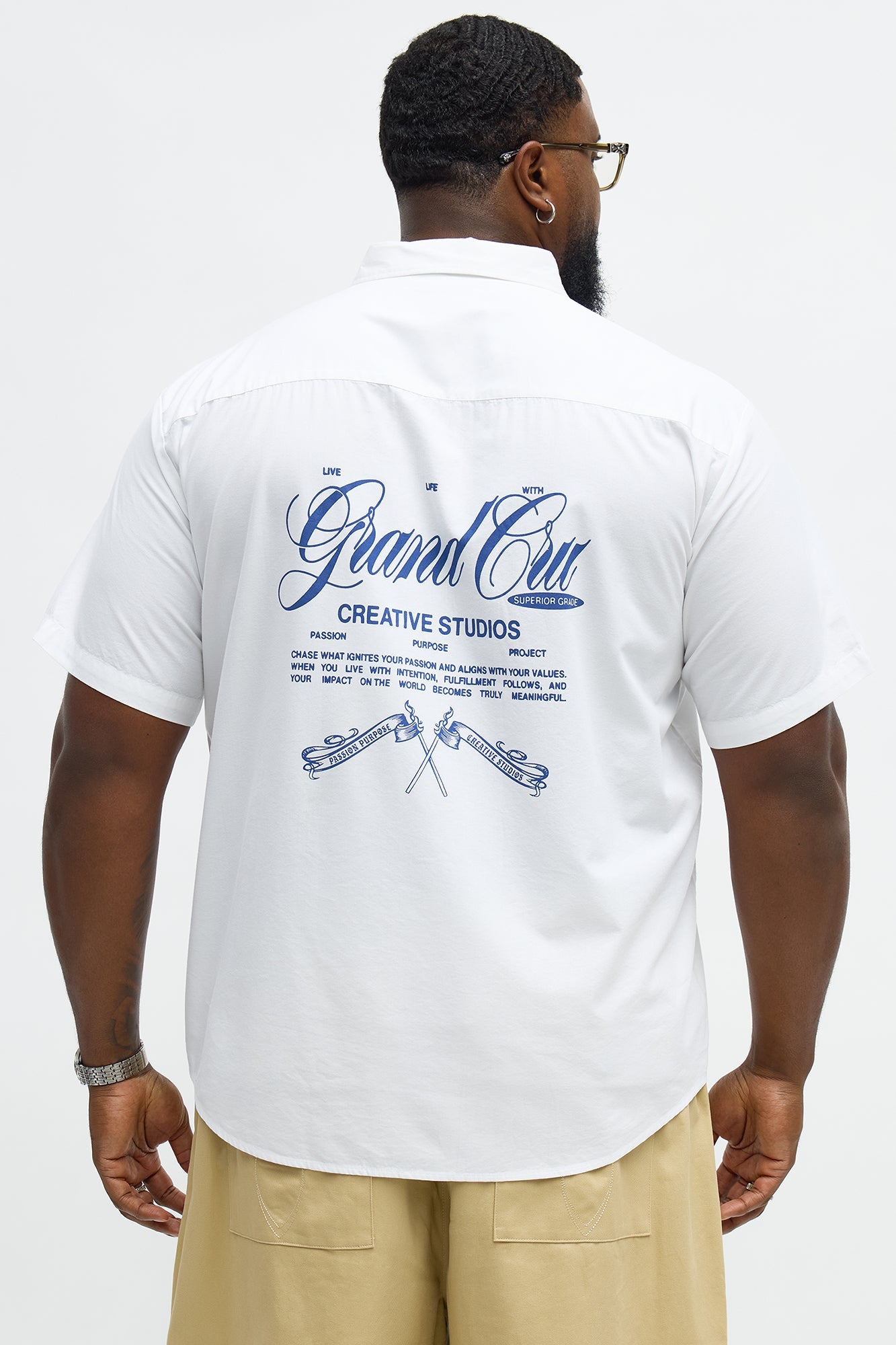 Relaxed Grand Cut Short Sleeve Button up - White