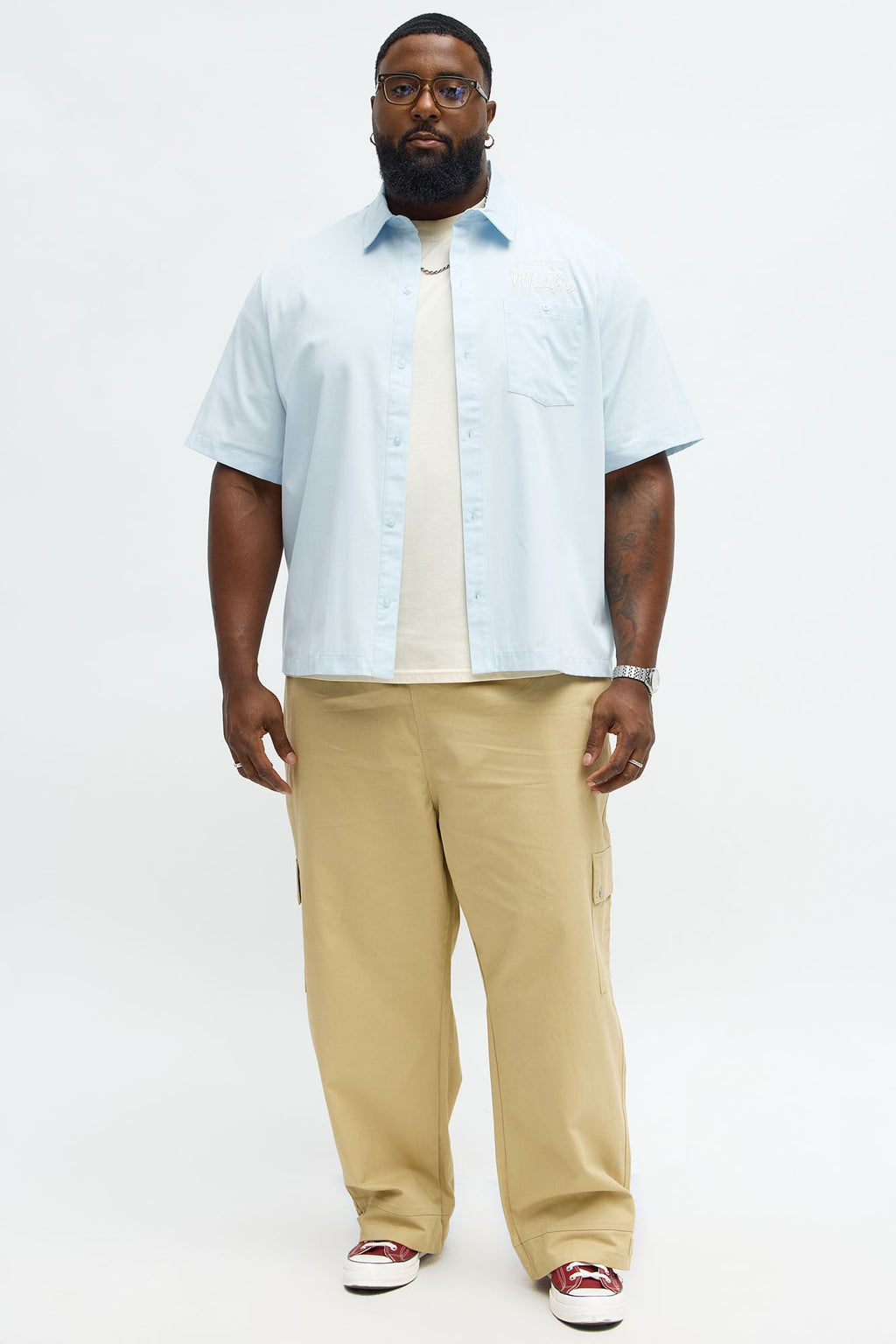 Malibu Mechanic Button Up Shirt  - Light Blue