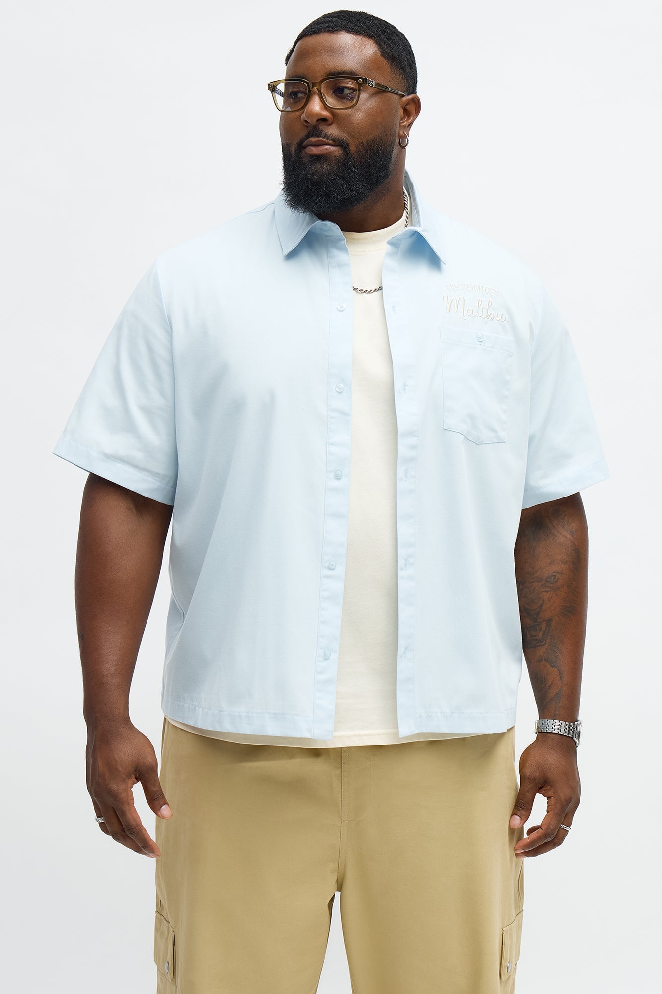 Malibu Mechanic Button Up Shirt  - Light Blue