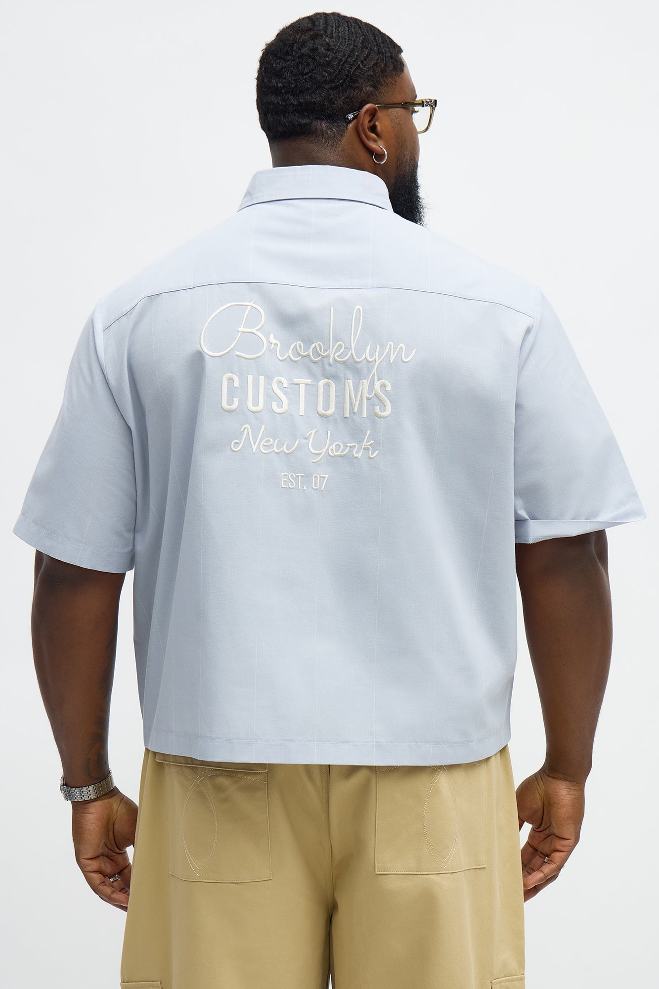 Brooklyn Striped Mechanic Button Up Shirt  - Blue/combo