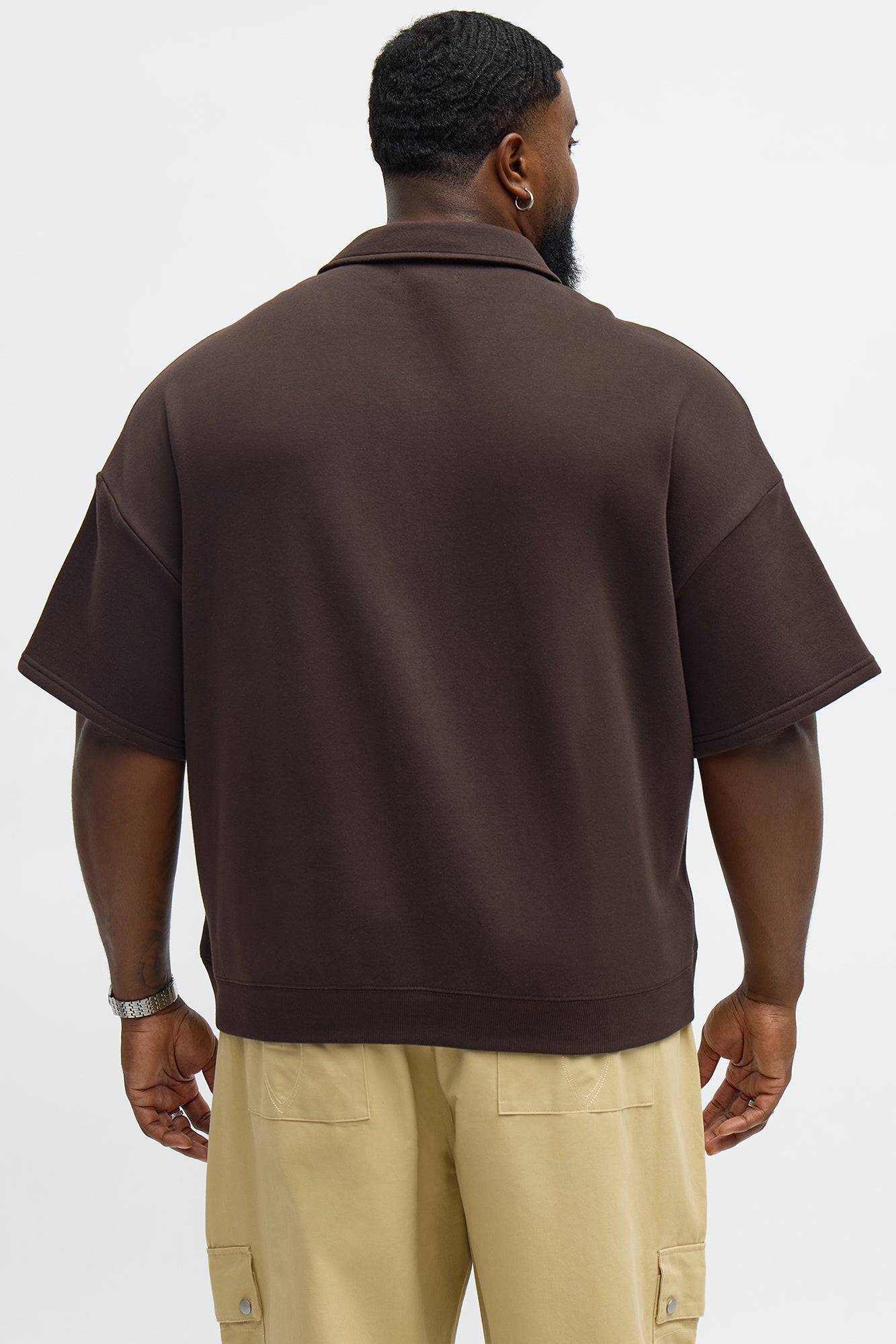 Tyson OversizedWe Fly Quarter Zip Short Sleeve Sweatshirt - Brown