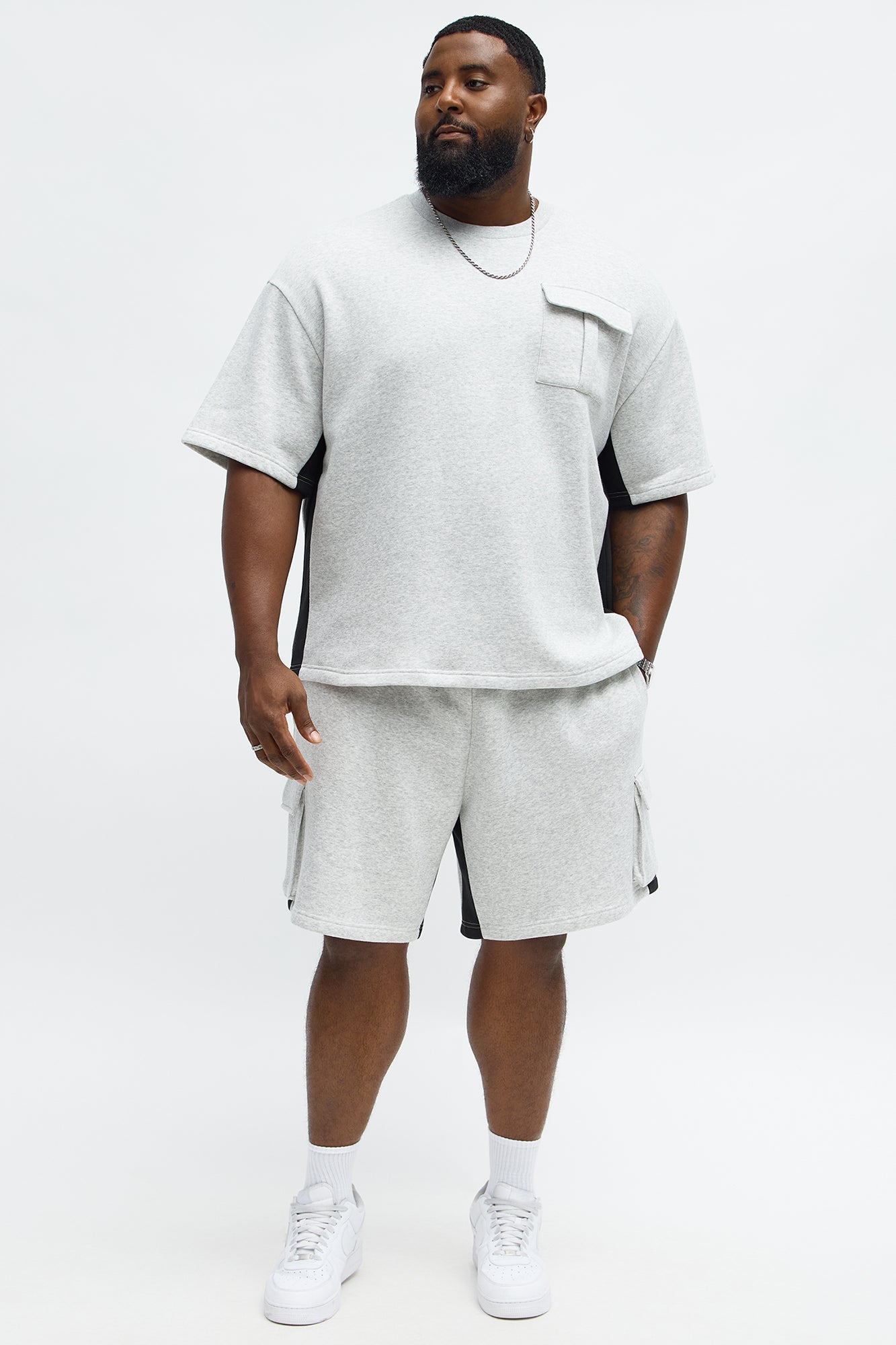 Tyson Paneled Cargo Short Sleeve Tee - Heather/Combo